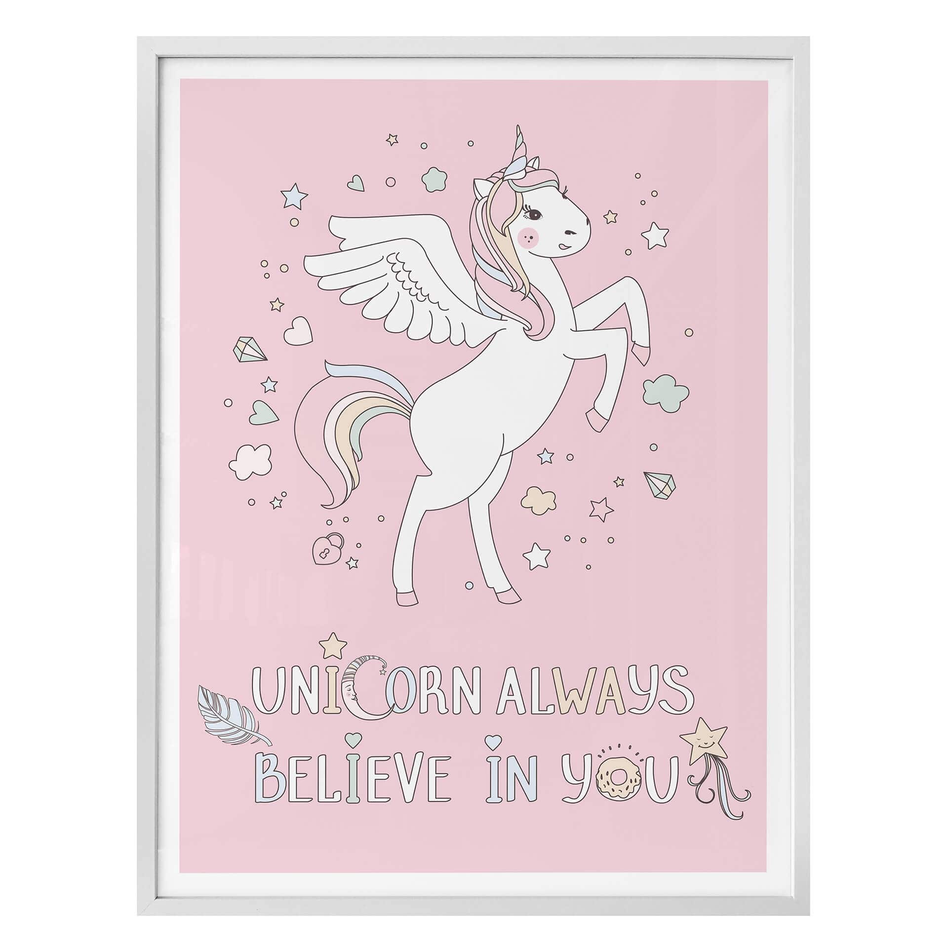 Plakat Kvilis - Unicorn always believe in you - Jednorożec ze skrzydłami