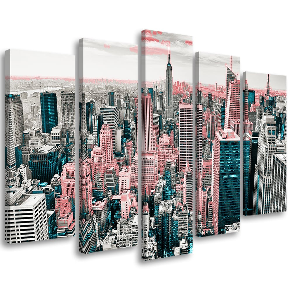 Leinwandbild 5 teilig, New York Manhattan Stadt Panorama