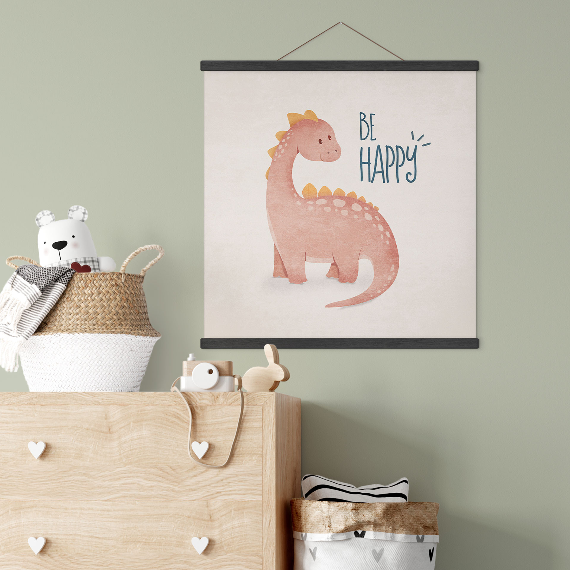 Obraz tkaniny Dino Be Happy - Brachiozaur - Tunaboylu - Kwadratowy