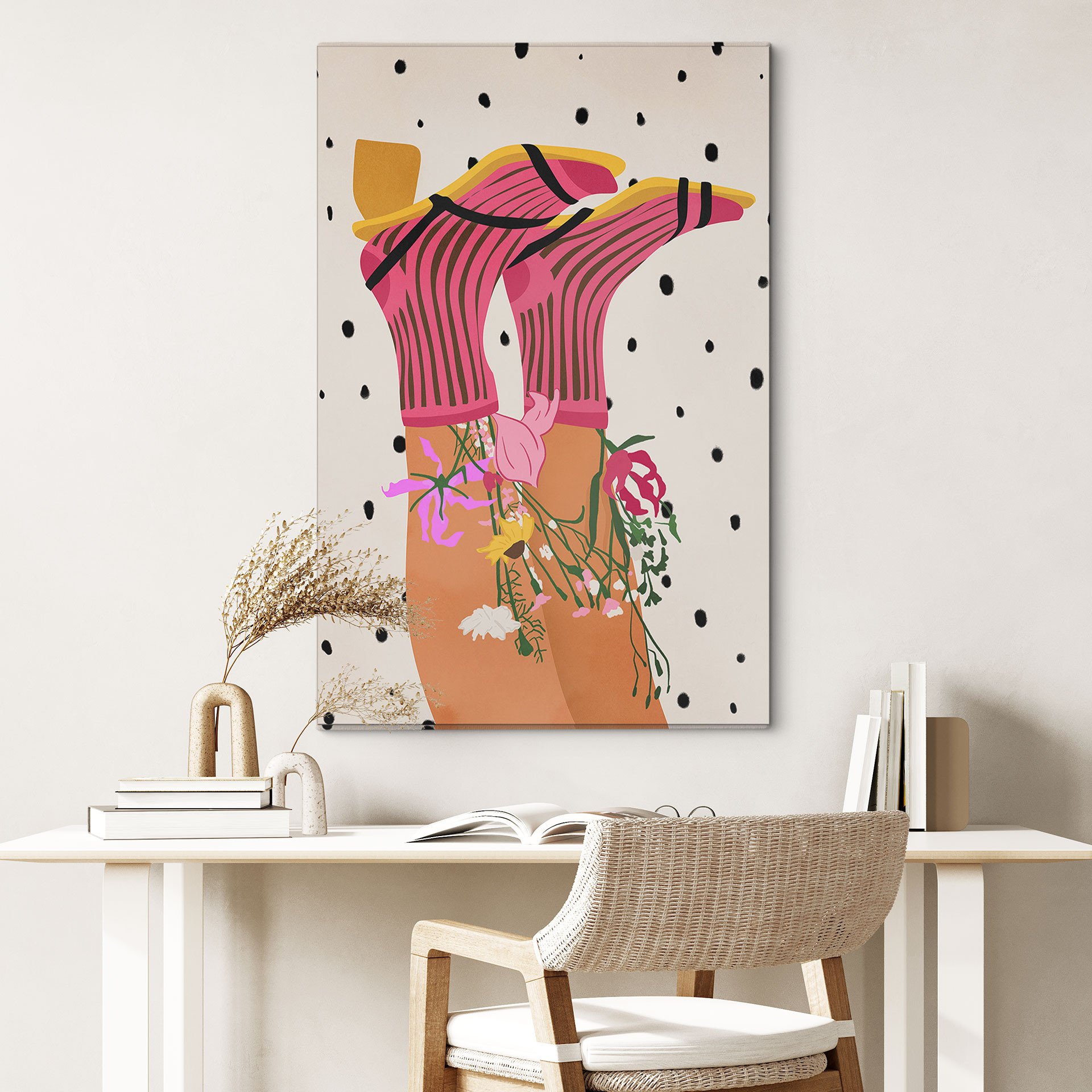 Billede sokkekærlighed møder flower power - Mokate – print på aluminium (Alu-Dibond)