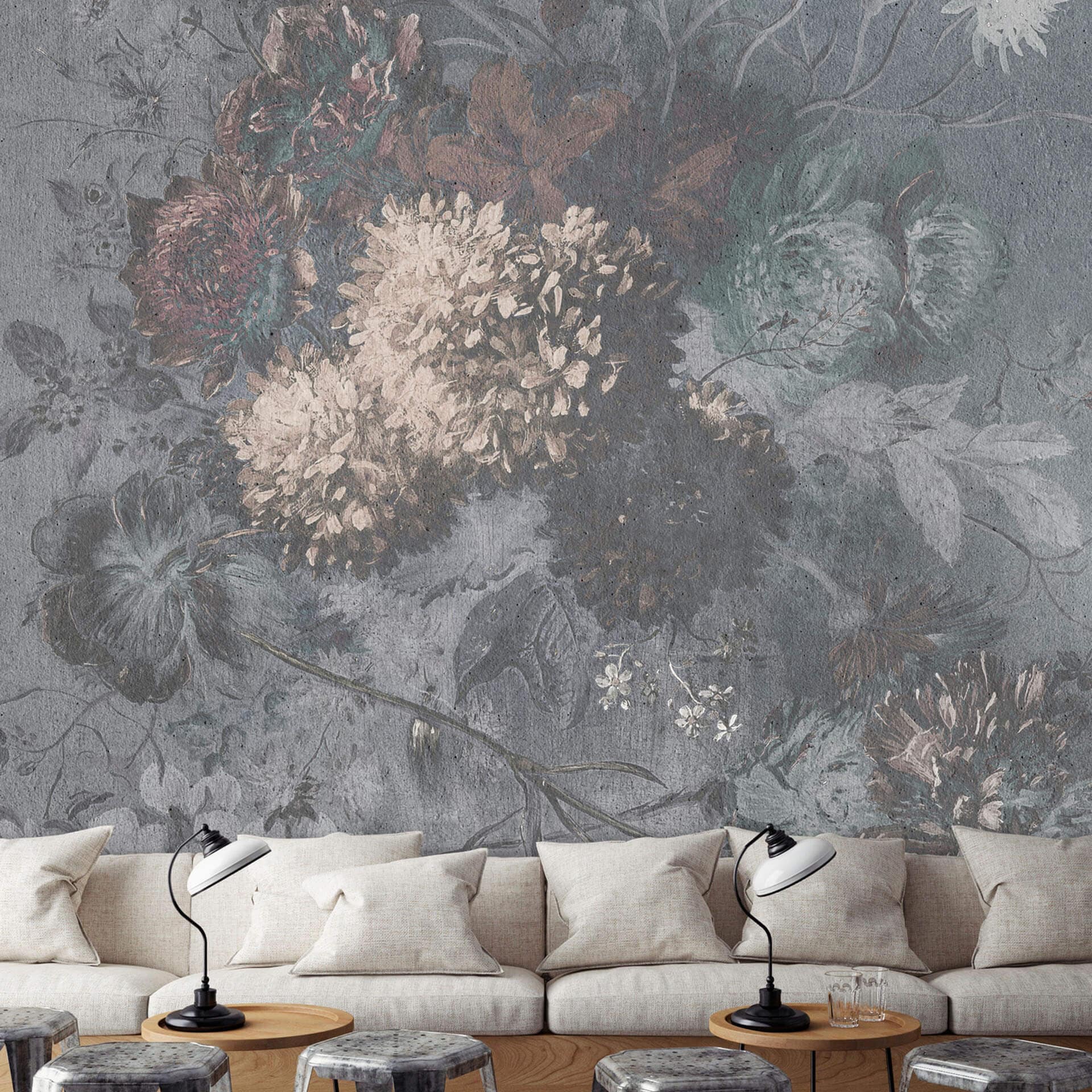 Livingwalls Fotobehang Walls by Patel bouquet gris 1