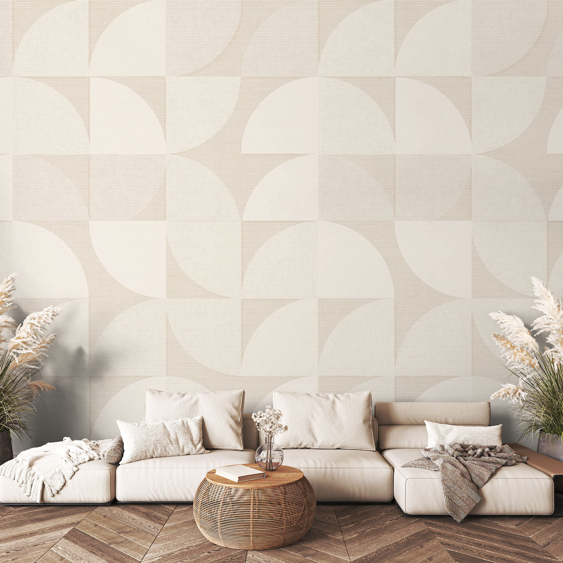 Retro stijl halfcirkelvormig behang | Geometrisch behang - Bloomery Decor