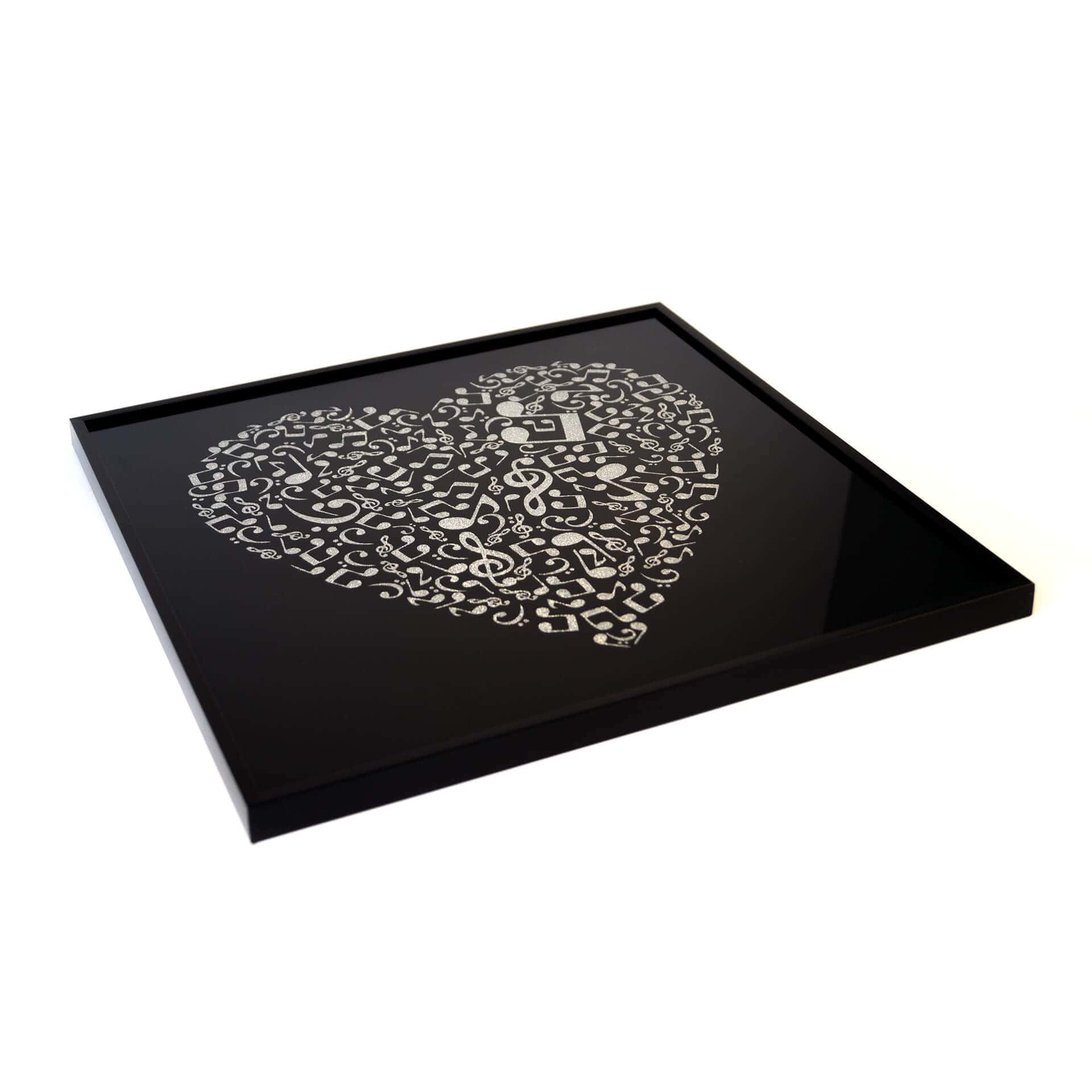 Wanddecoratie Muziek Hart - zilver glitter