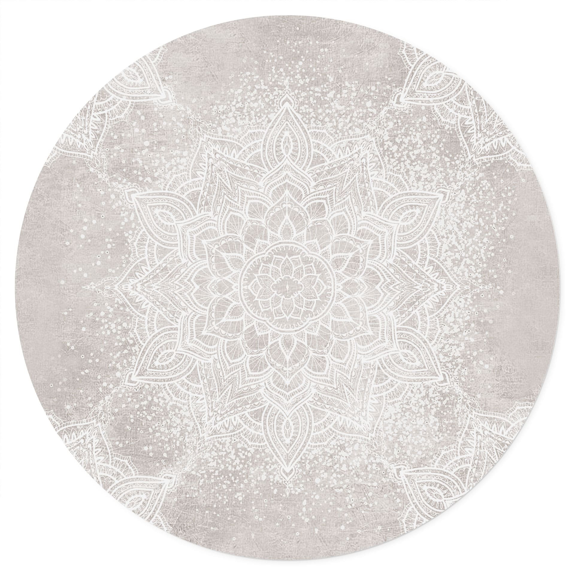 Naklejka na ścianę Delikatna mandala na szaro-beżowym tle - Bloomery Decor - Okrągła