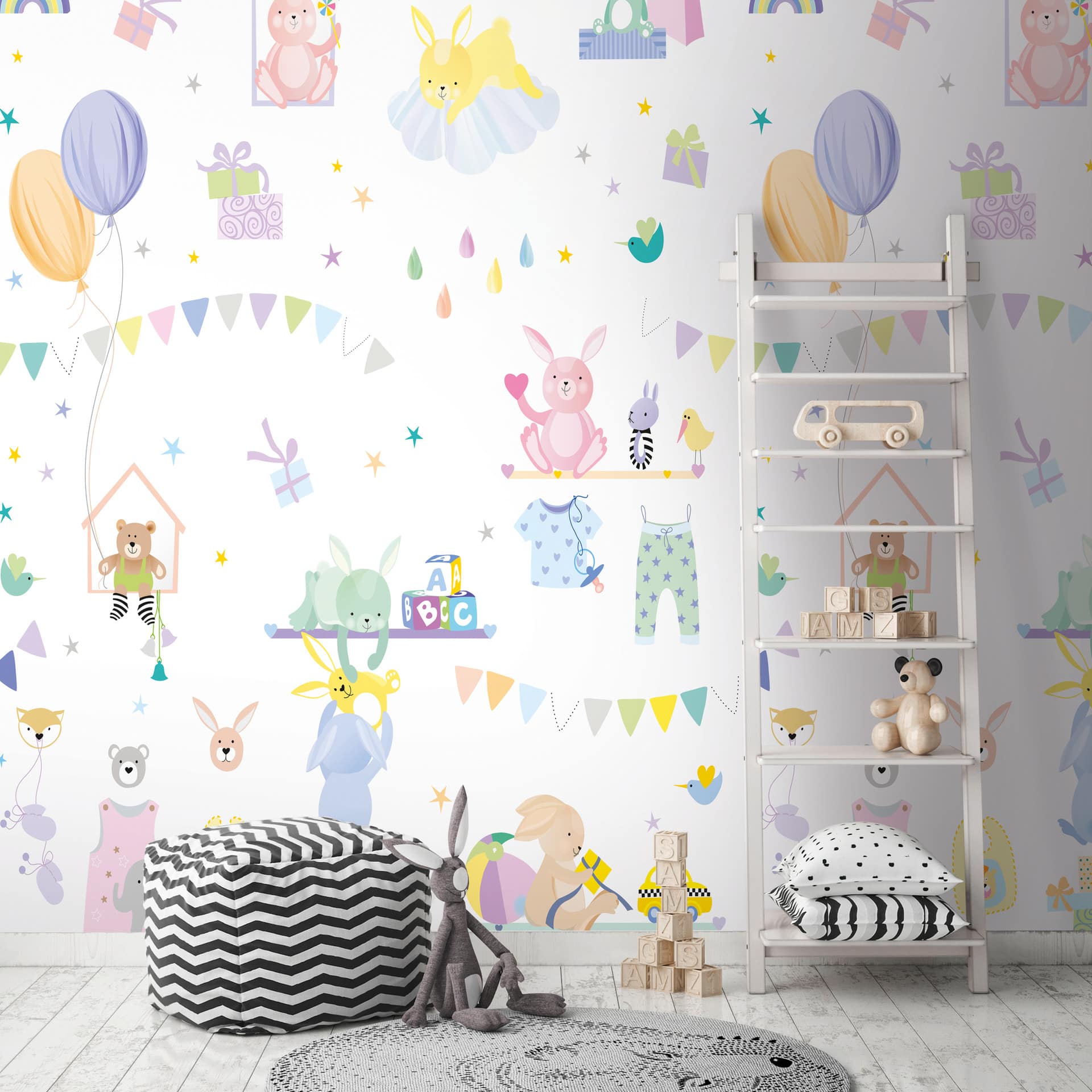 kinderkamer behang kleurrijk paars - vliesbehang voor kinderen Livingwalls - mat en glad