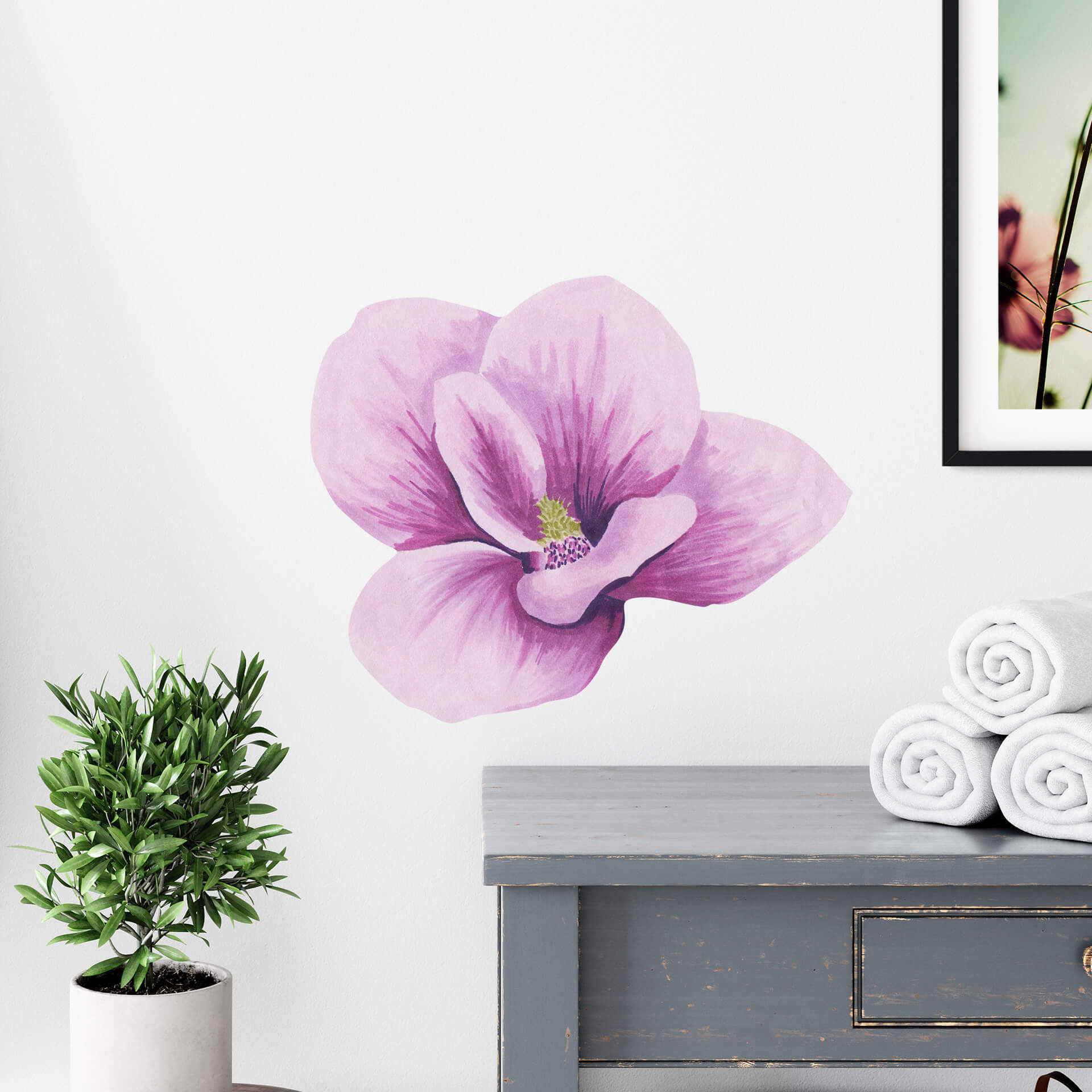 Muursticker Bloeiende Magnolia