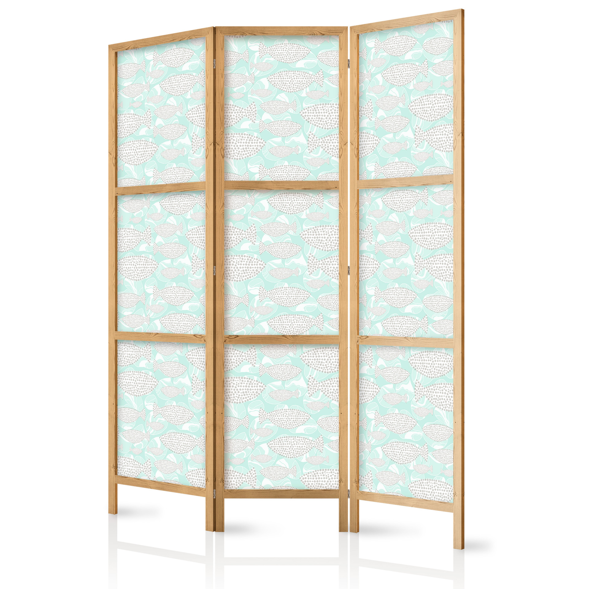 Japanischer Paravent, Raumteiler freistehend, Trennwand - Minimalist Fish