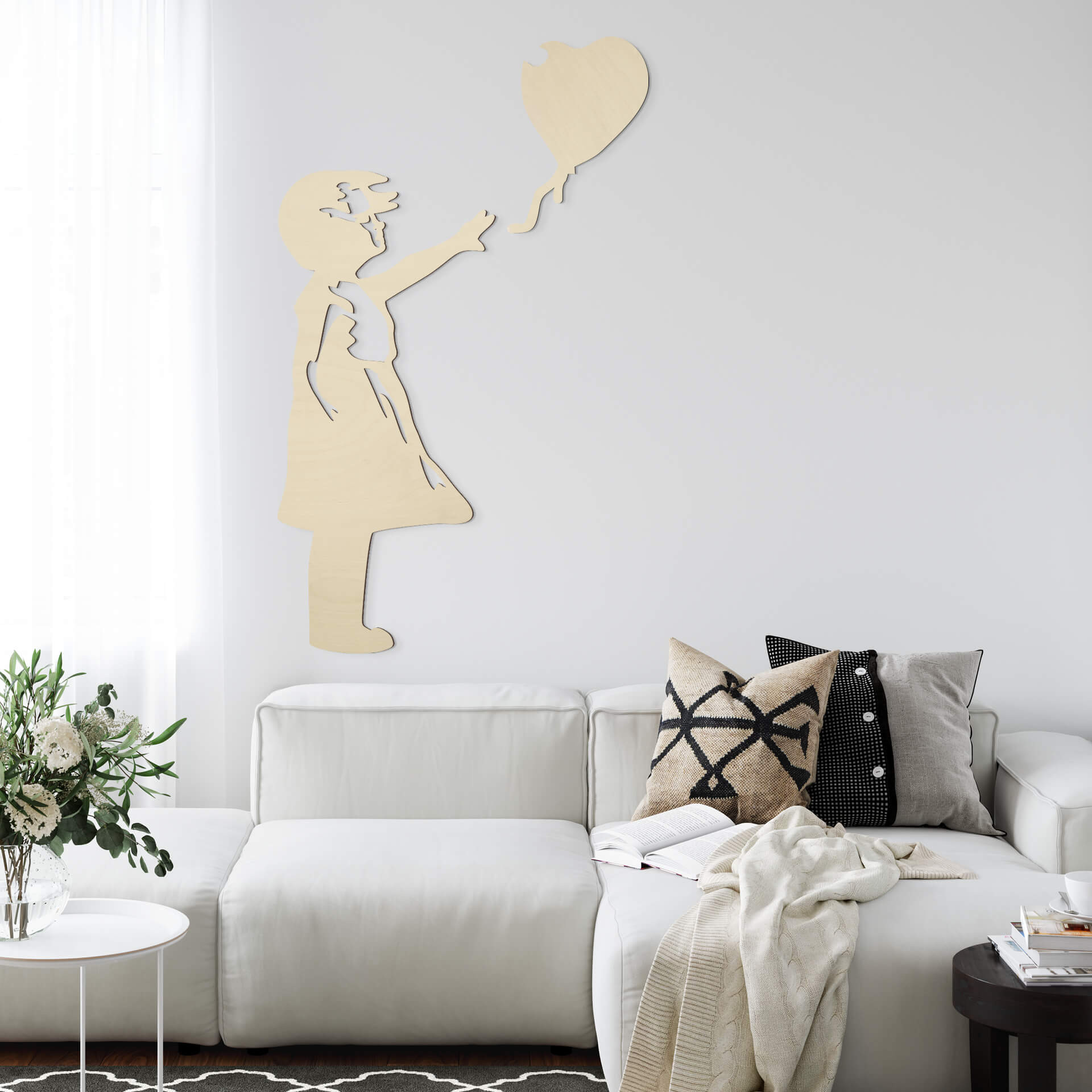Dekoracja drewniana Topola - Banksy - Dziewczynka z czerwonym balonikiem (2 szt.)