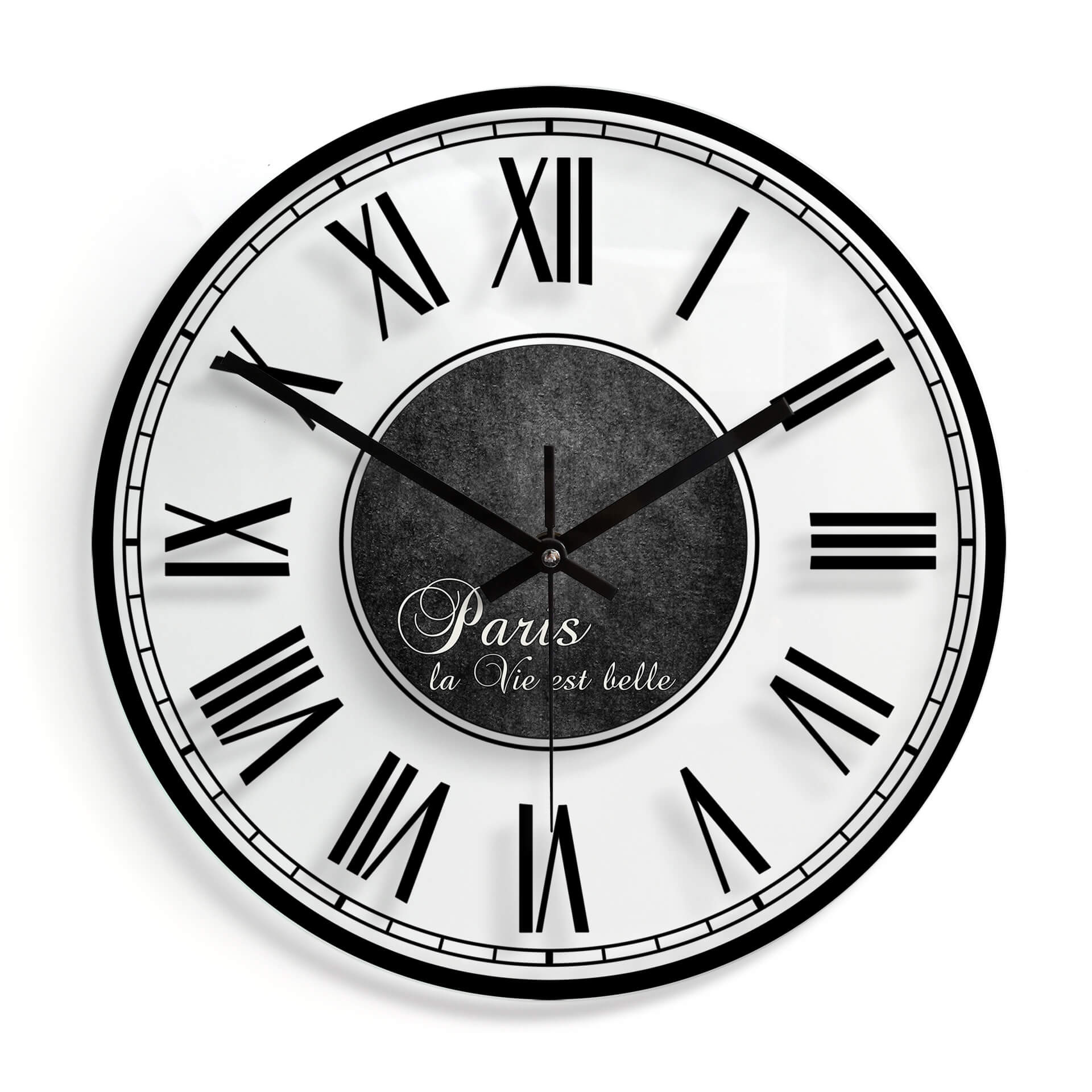 Horloge murale en verre - La Vie est belle - Shabby Chic