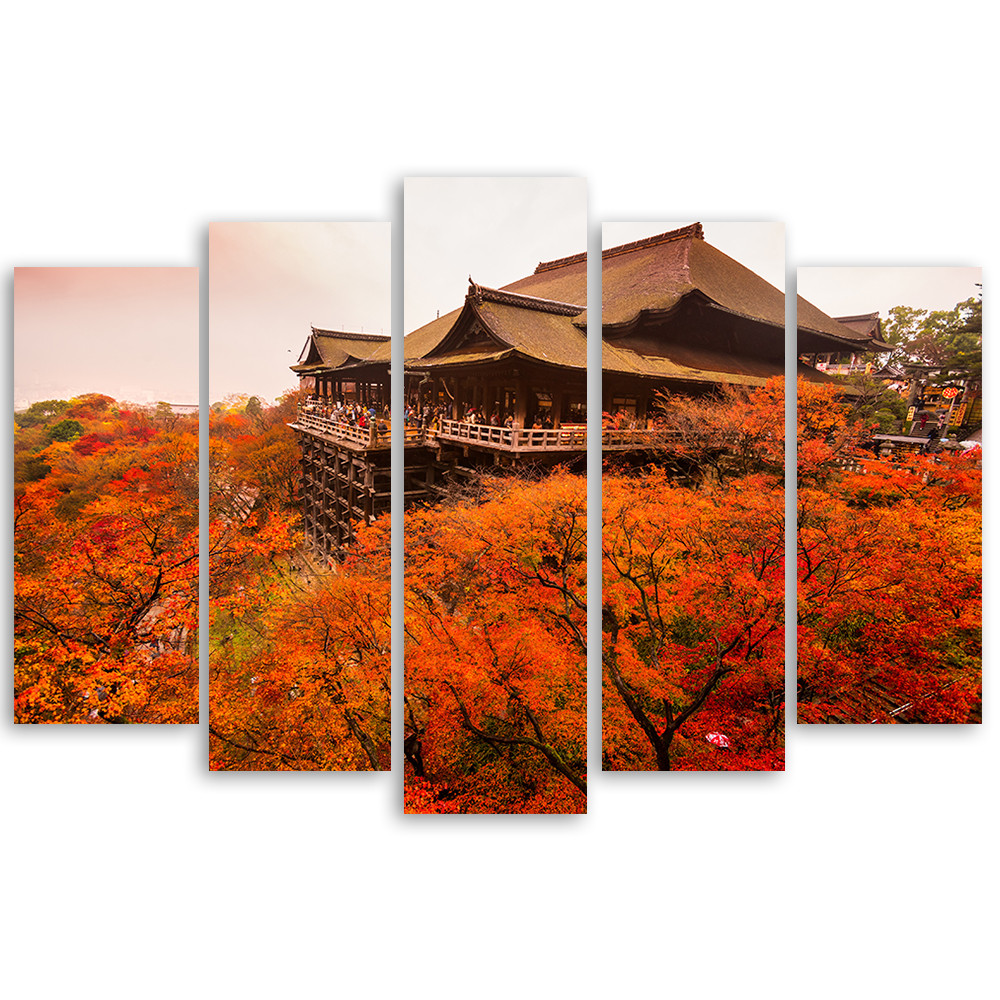 5 stykke lærredstryk Have Japan Landskab