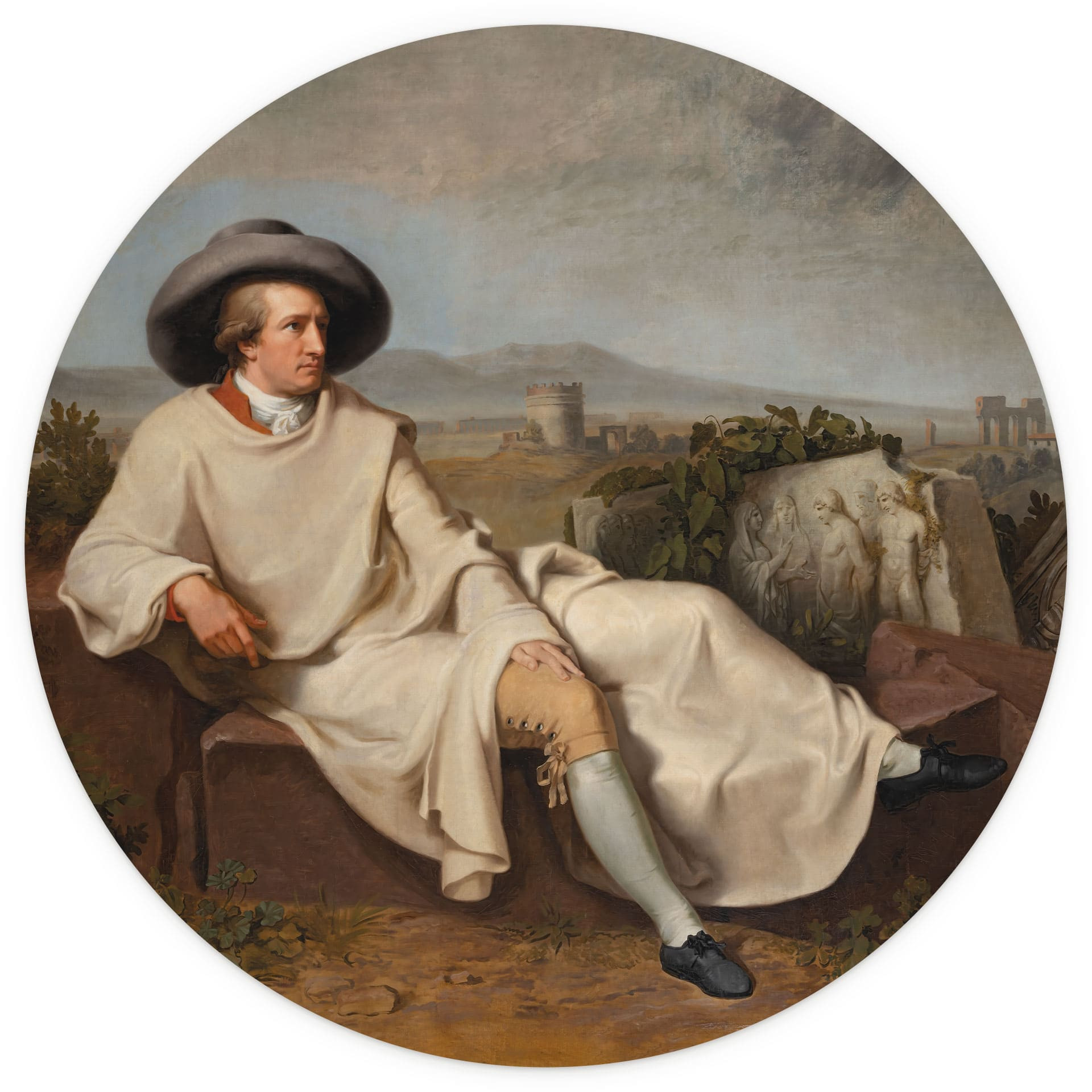 Fotobehang Tischbein - Goethe in de Romeinse Campagna - Rond - vliesbehang/zelfklevend vliesbehang