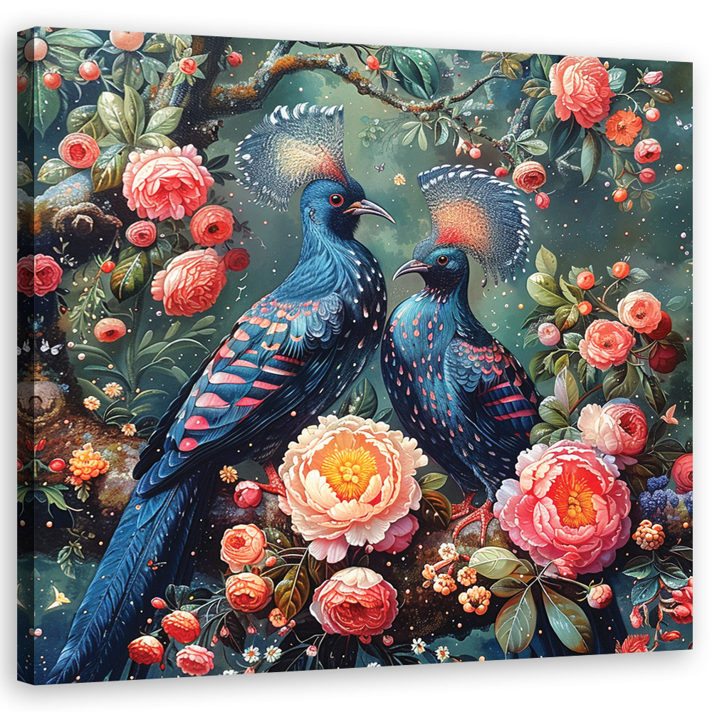 Leinwandbild Vögel Blumen Tiere