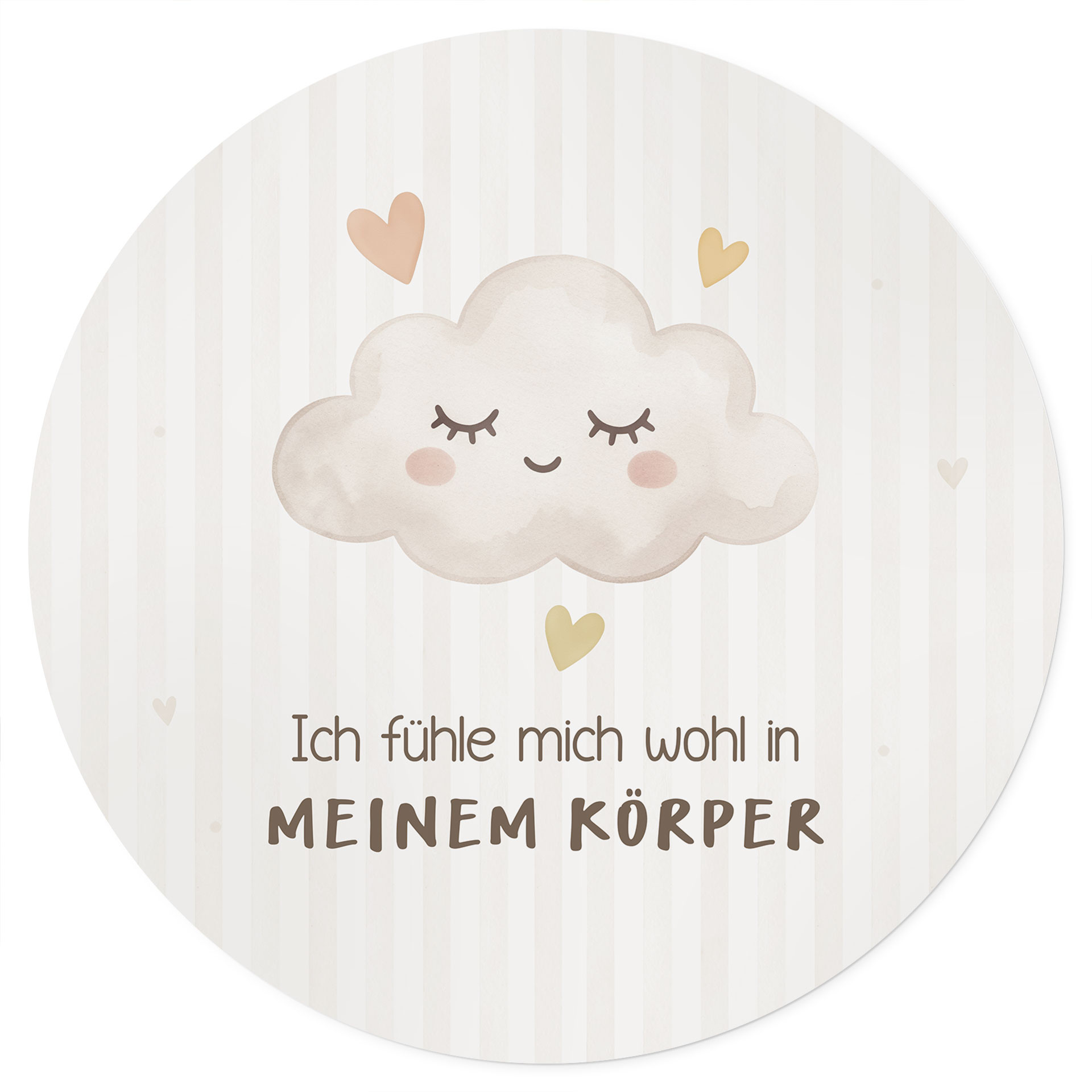 Rundes Wandtattoo mit Wolke - Kraftsatz 'Ich fühle mich wohl in meinem Körper' fürs Kinderzimmer