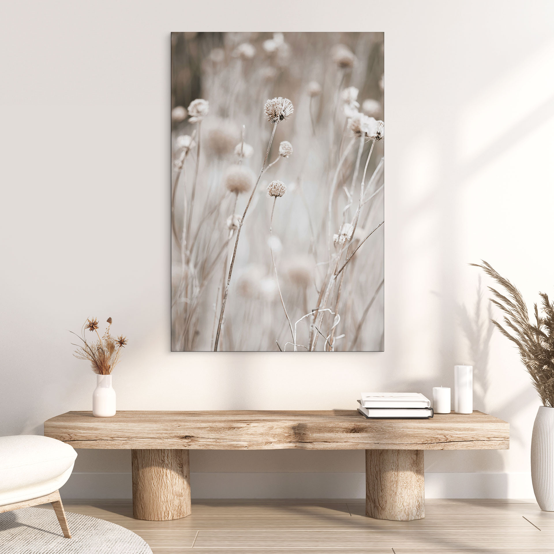 Billede Tørrede blomster i bløde toner - Annie – print på aluminium (Alu-Dibond)