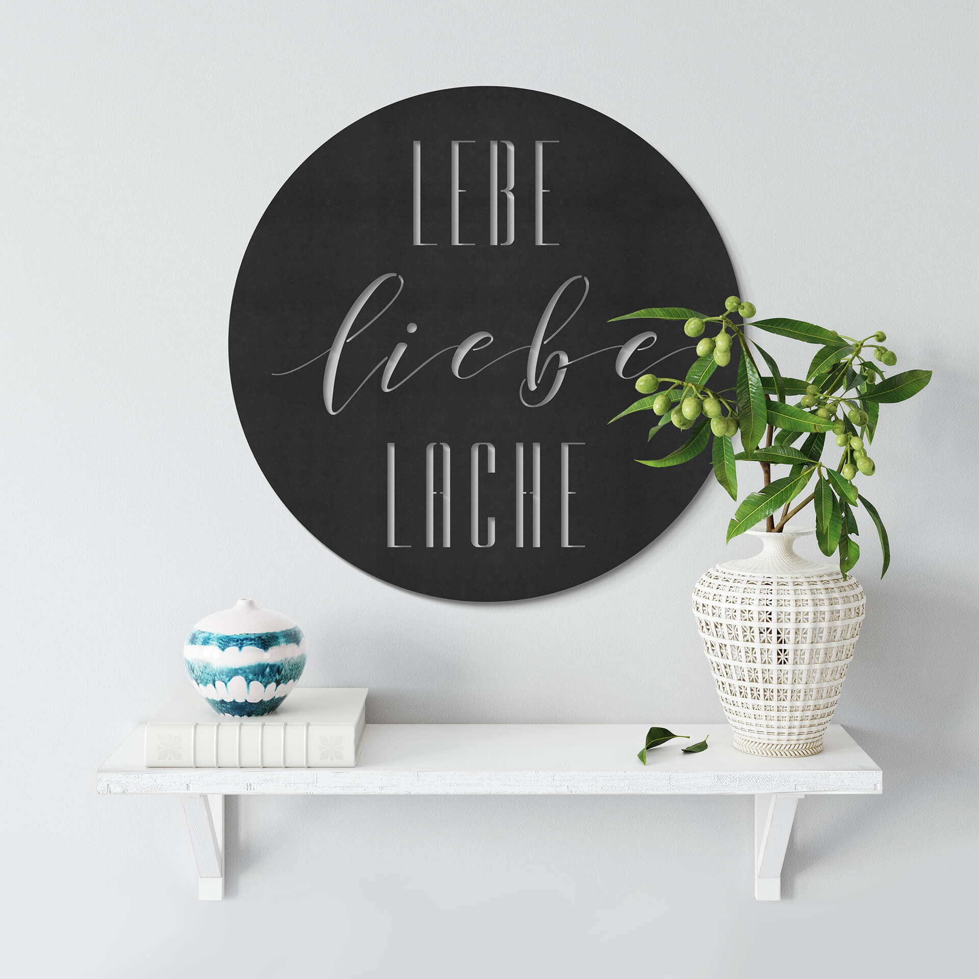 MDF - Holzdeko Lebe Liebe Lache - Rund