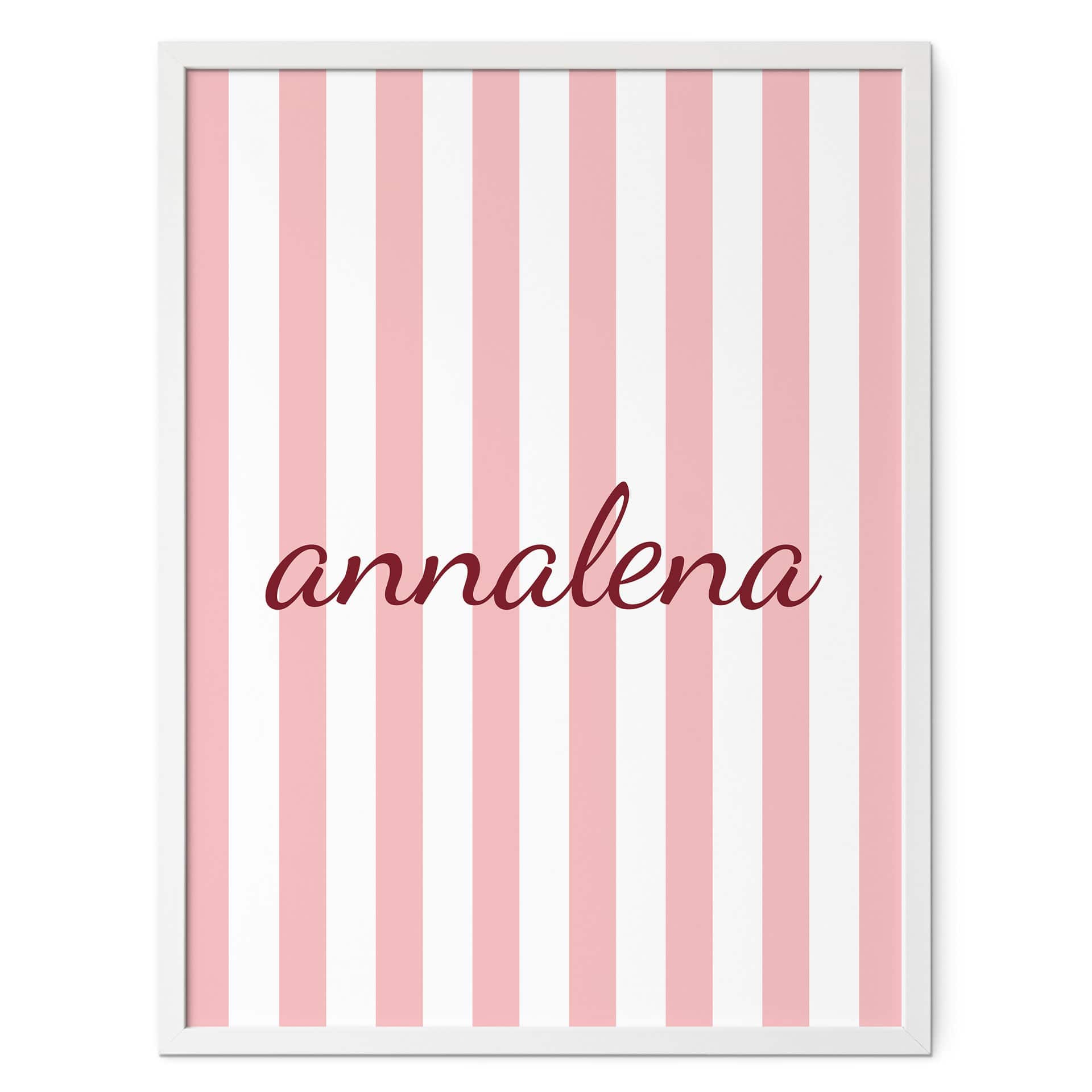 Poster personnalisable rayures roses