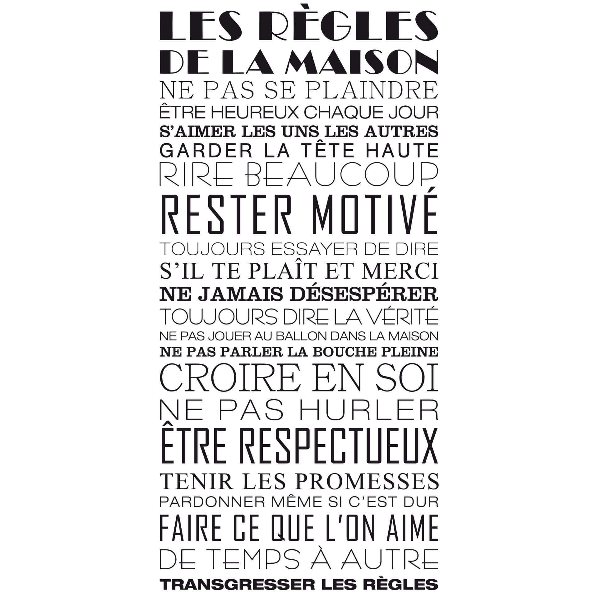 Wandtattoo Règles de la maison