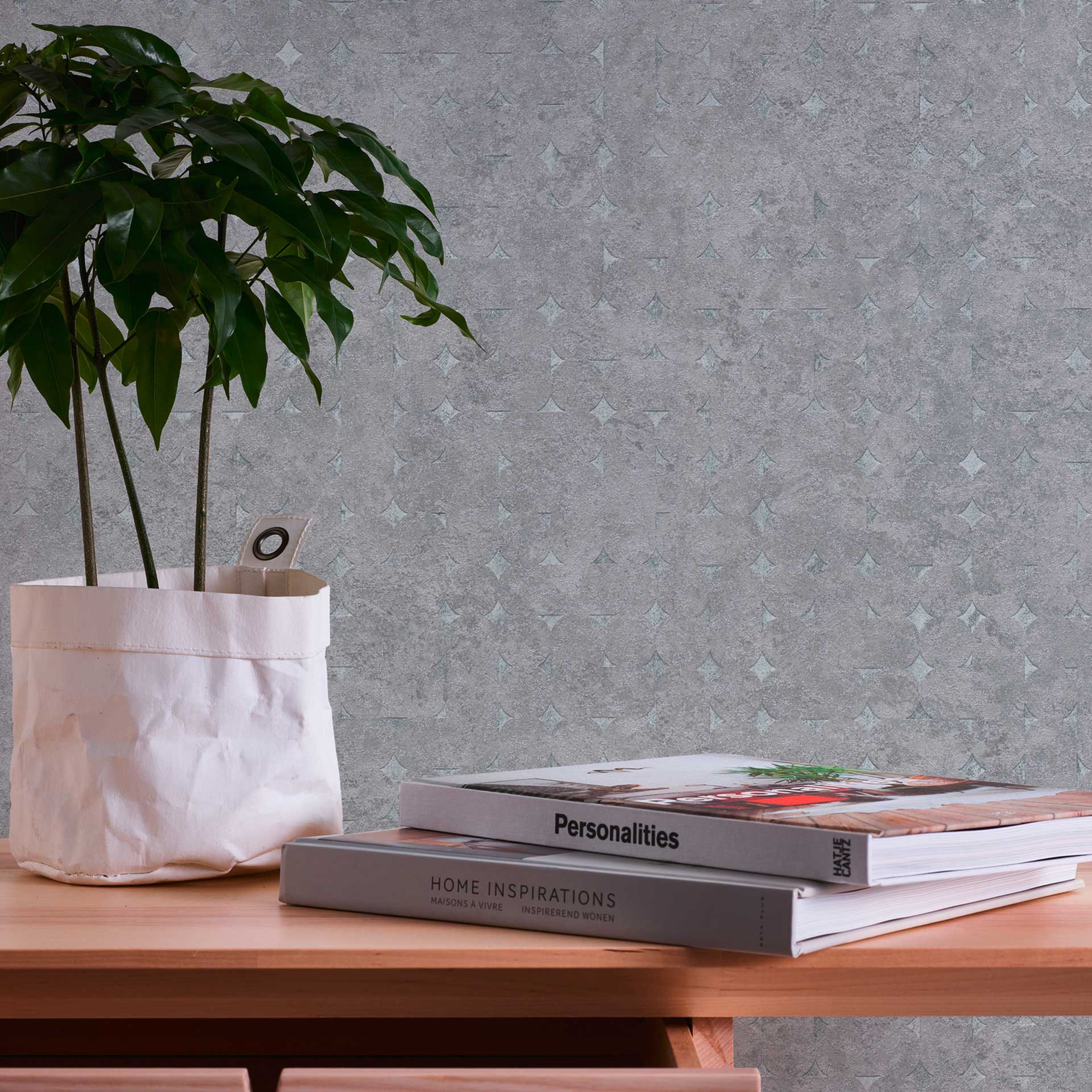Geometrisch behang cool grijs - vliesbehang met structuur - moderne muuraccenten