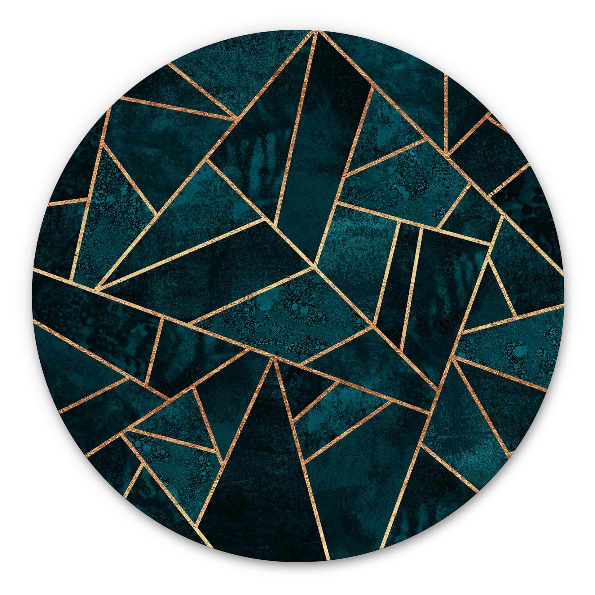 Tableau sur alu-Dibond rond Fredriksson - Pierre précieuse bleu-vert