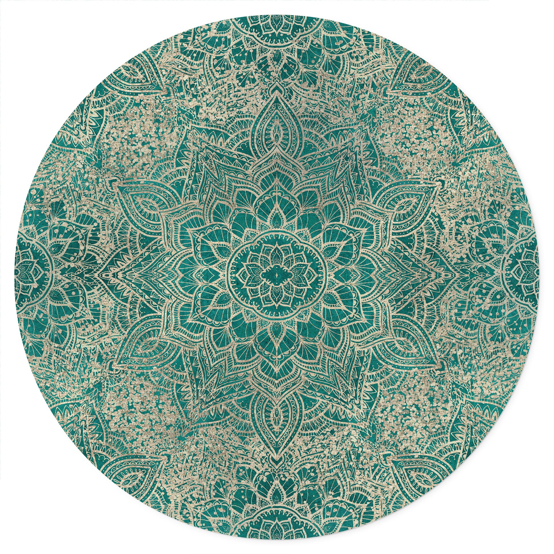 Naklejka na ścianę Mandala Boho złoto-zielona - Bloomery Decor - Okrągła