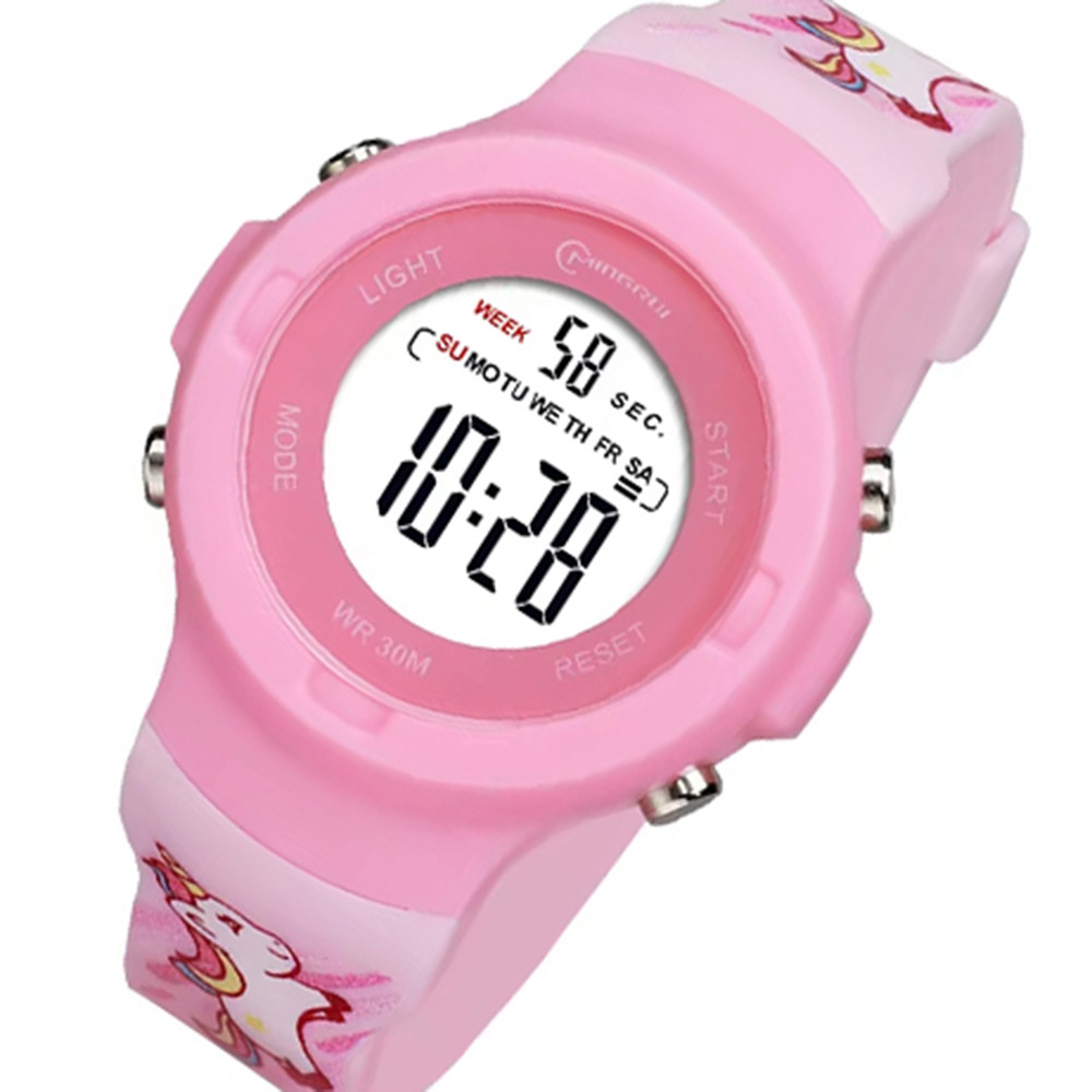Sport Armbanduhr | Digitale Uhr für Kinder und Jugendliche | Rosa Einhorn