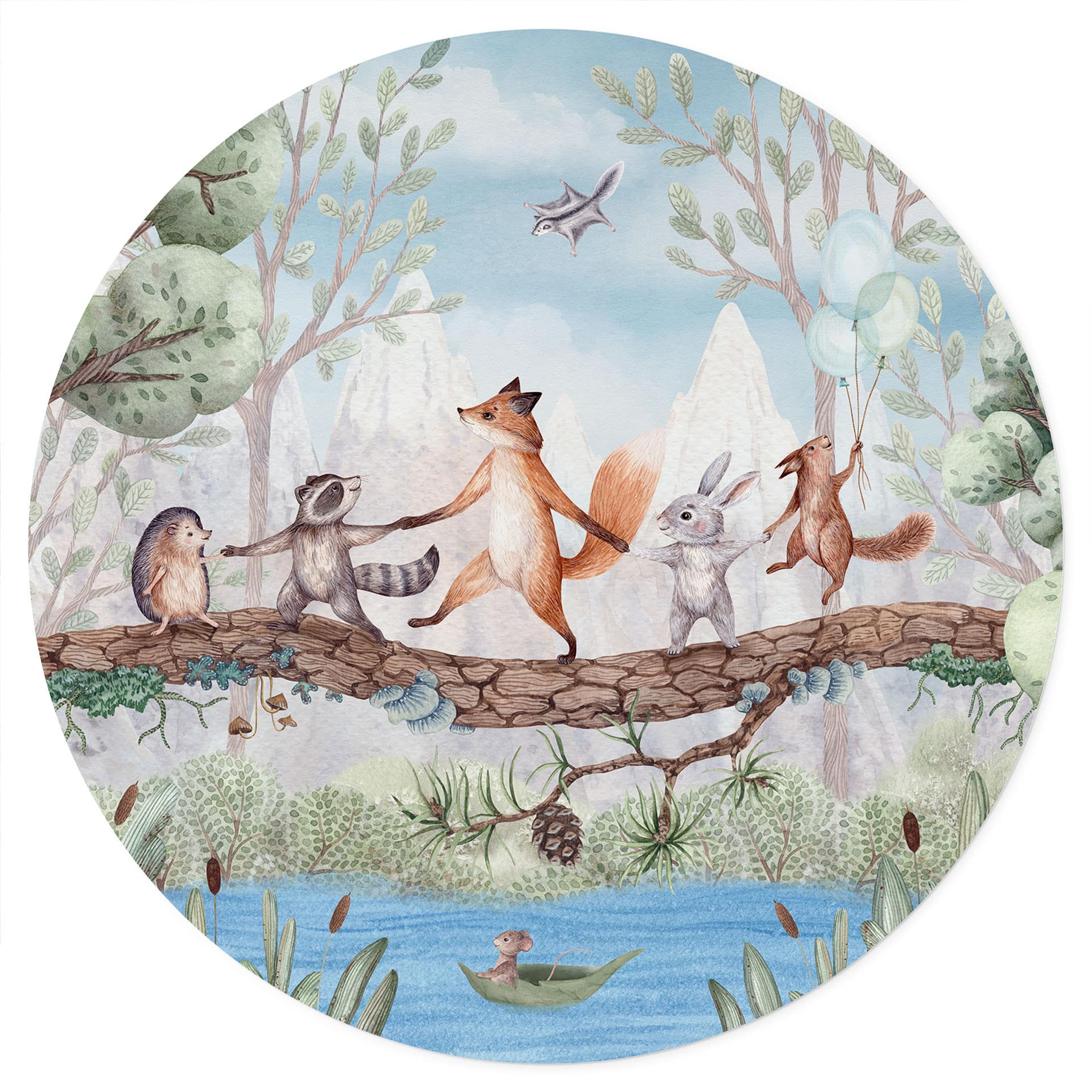 Naklejka na Ścianę Zwierzęca Wycieczka w Naturze - Oliver Robins - Okrągła