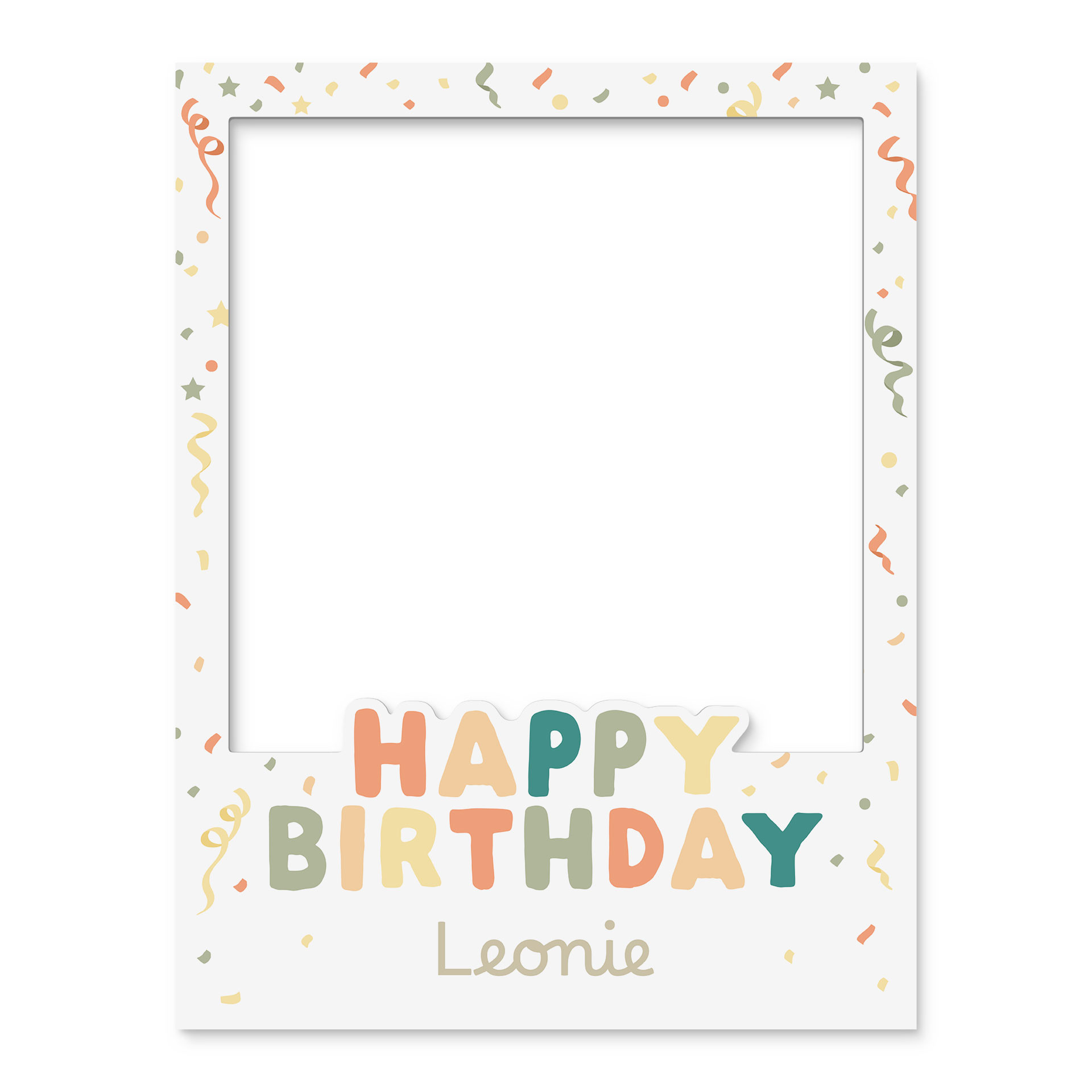 Fotoramme Happy Birthday med konfetti - kan personaliseres