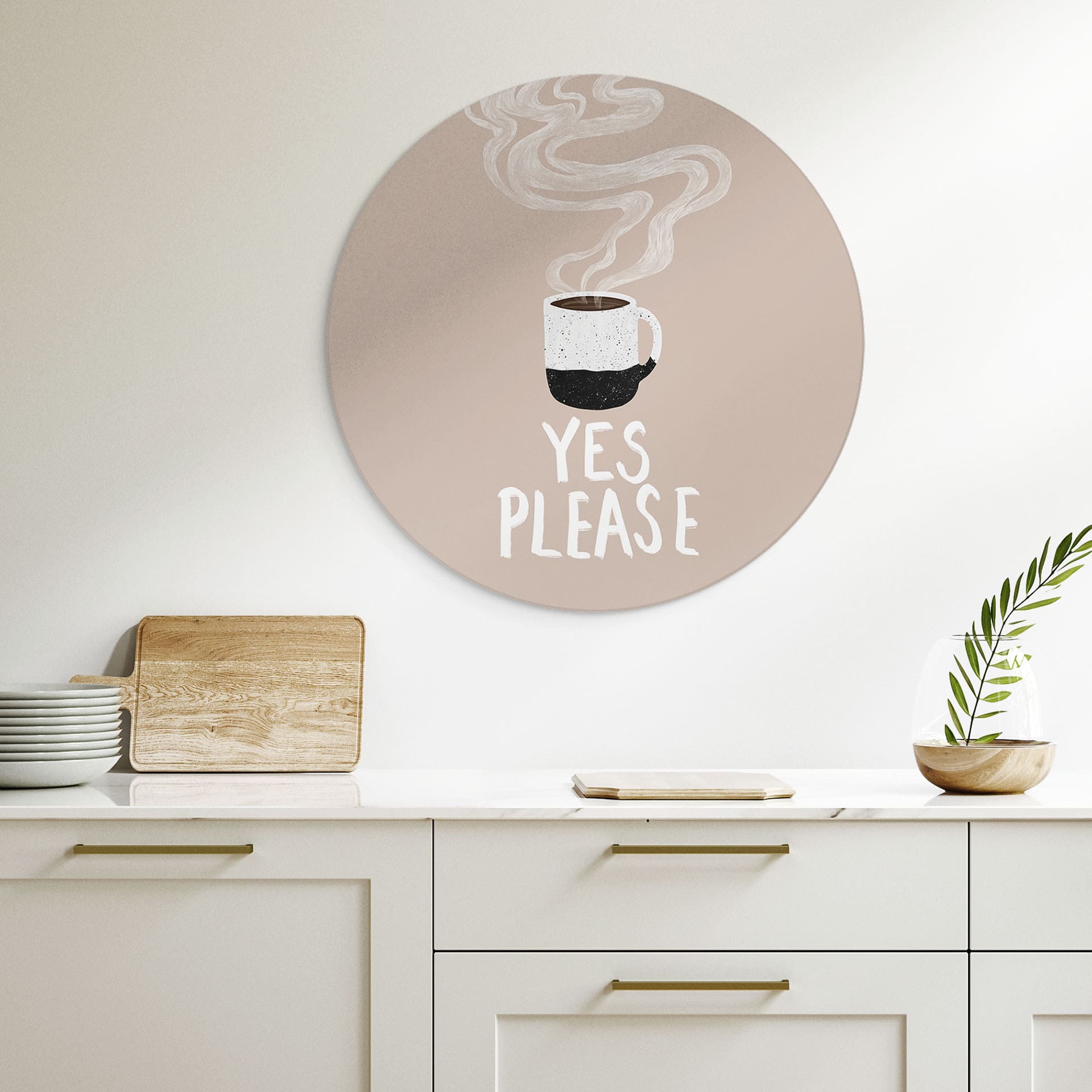 Fototapet Varm kop kaffe om morgenen - EMELIEmaria - rund – print på aluminium (Alu-Dibond)