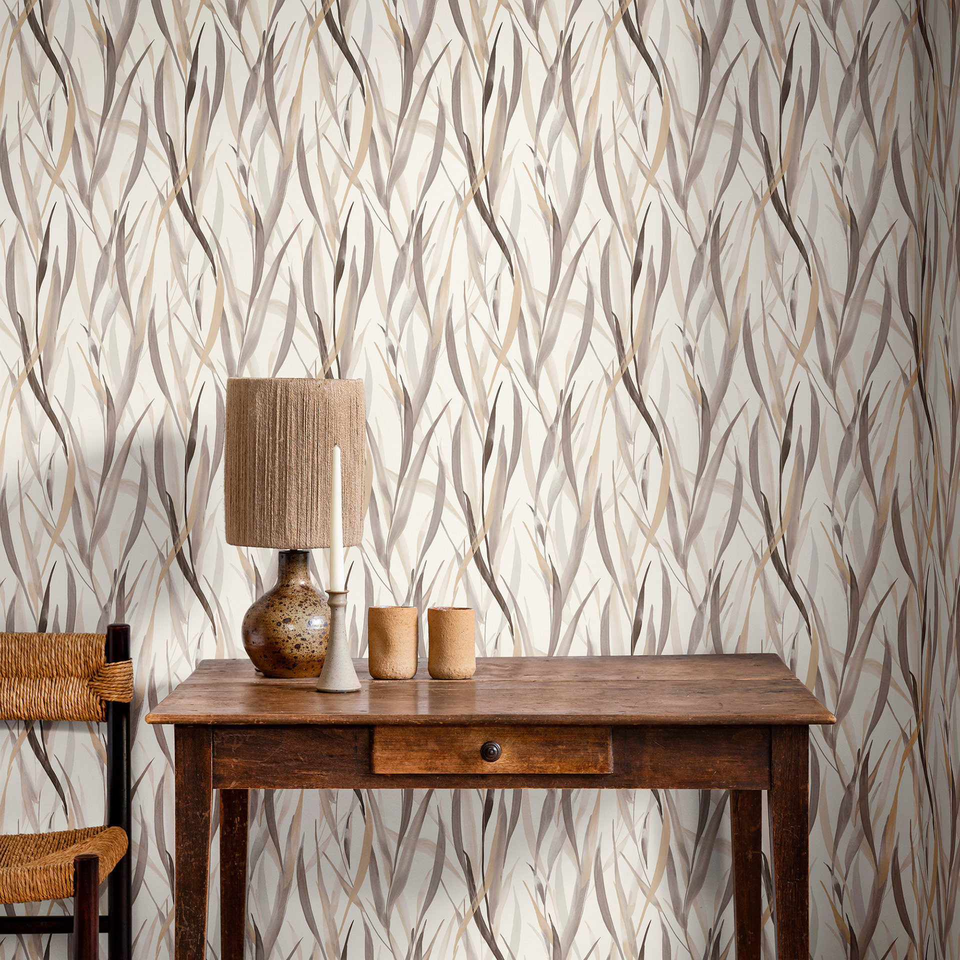behang planten, vliesbehang Paraiso beige