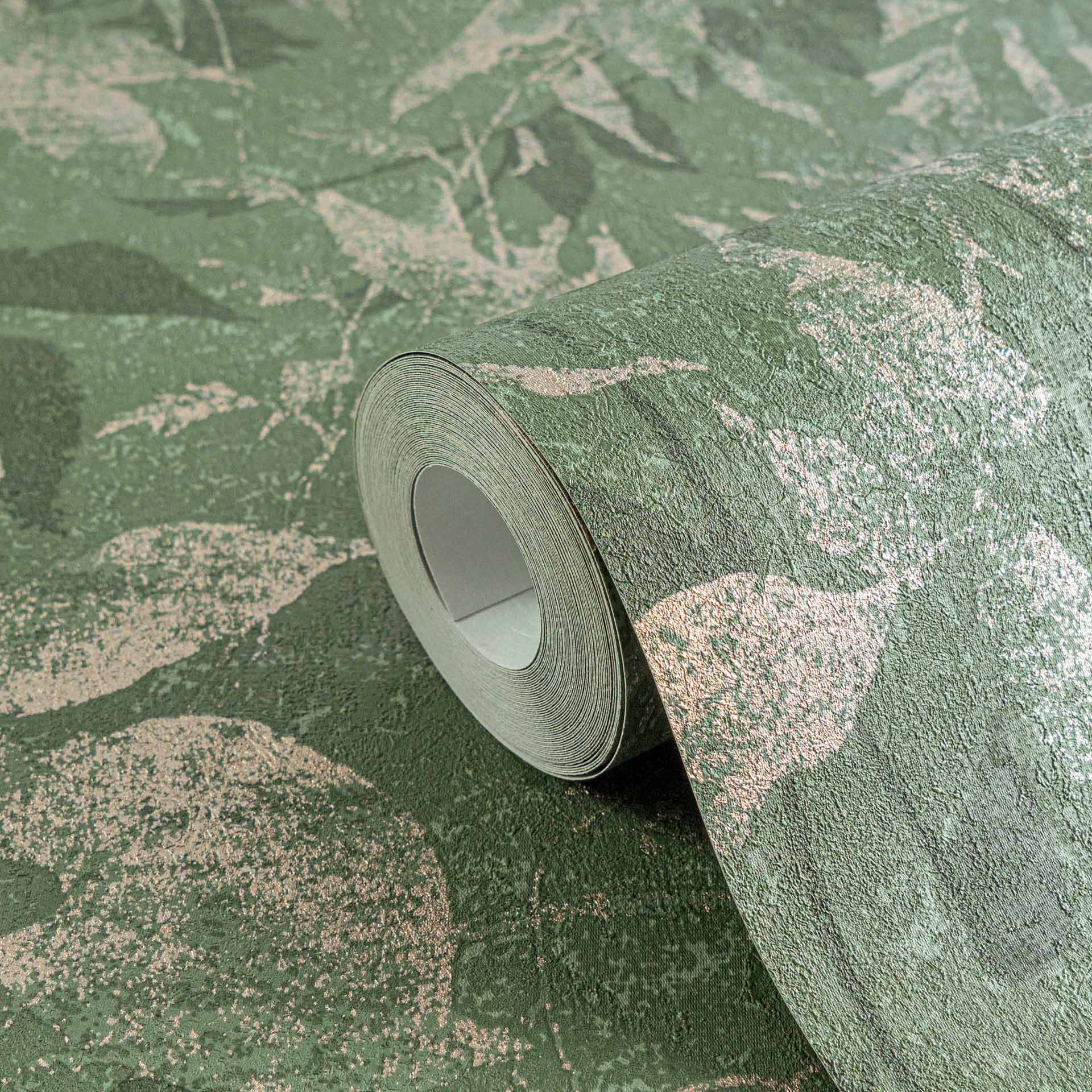 Jungle behang donkergroen zand - exotische planten design