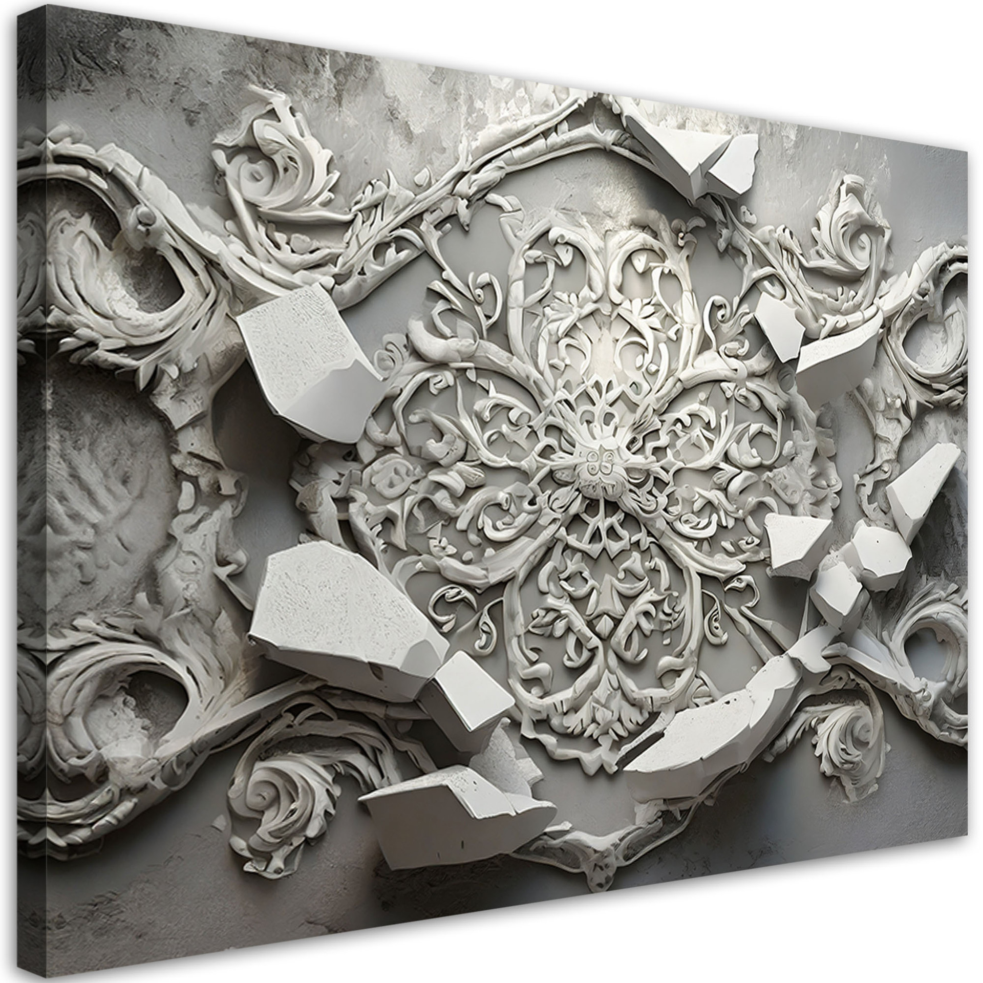 Leinwandbild Graue Abstraktion 3D