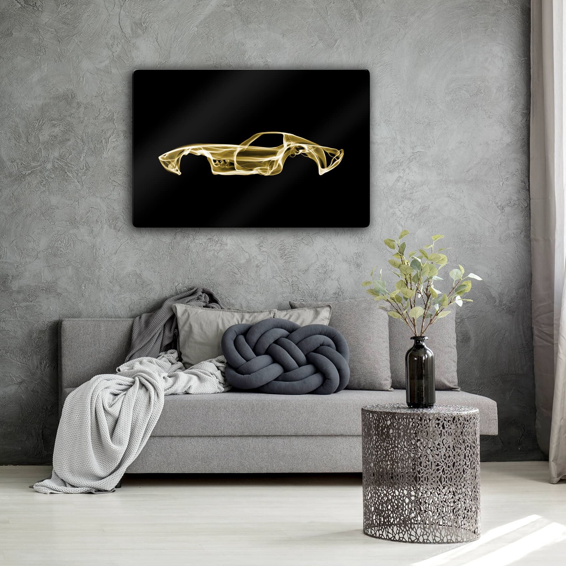 Glasschilderij Mielu - Yellow Car