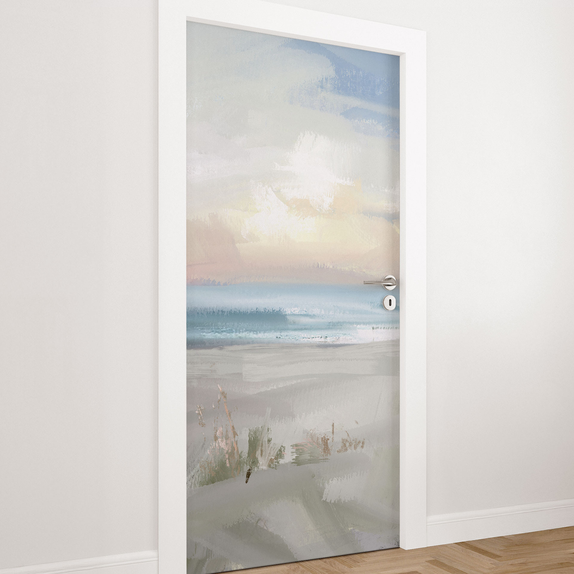 Türfolie Ruhiger Strand in Pastellfarben - Cheney