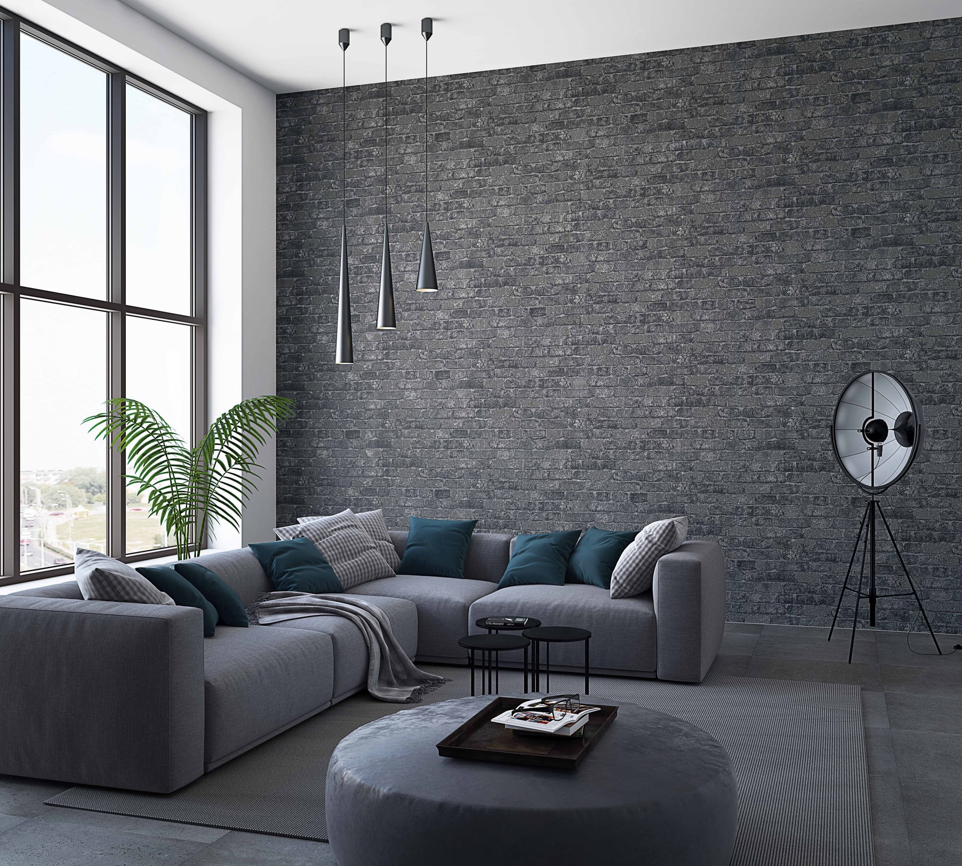 Behang met Stenen Effect, vliesbehang zwart