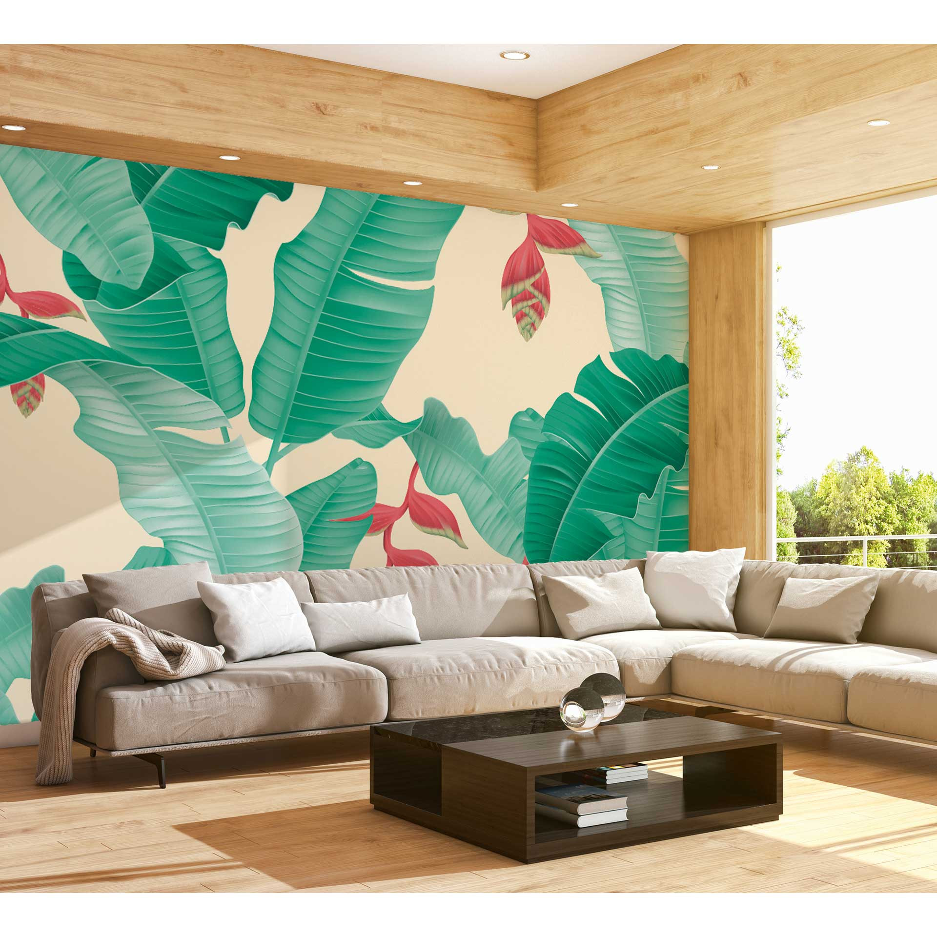 Livingwalls Fotobehang ARTist Heliconia with Palms
