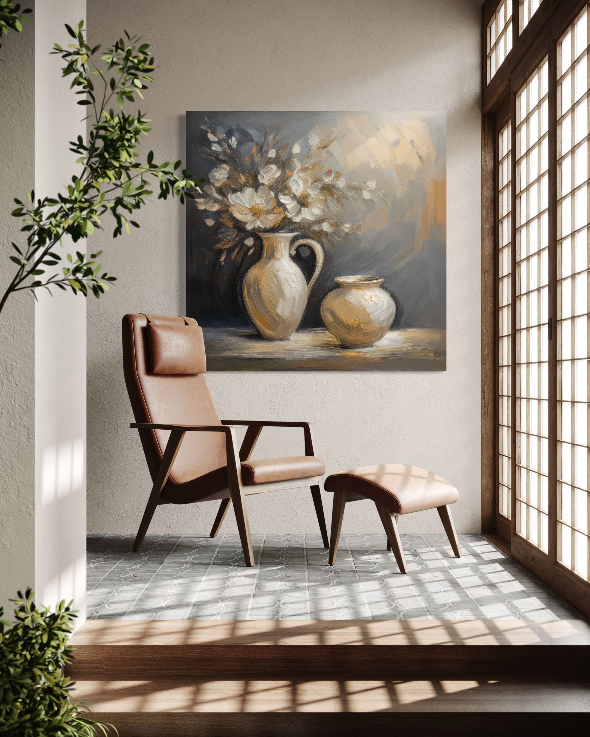 Leinwandbild Stillleben Blumen Vase