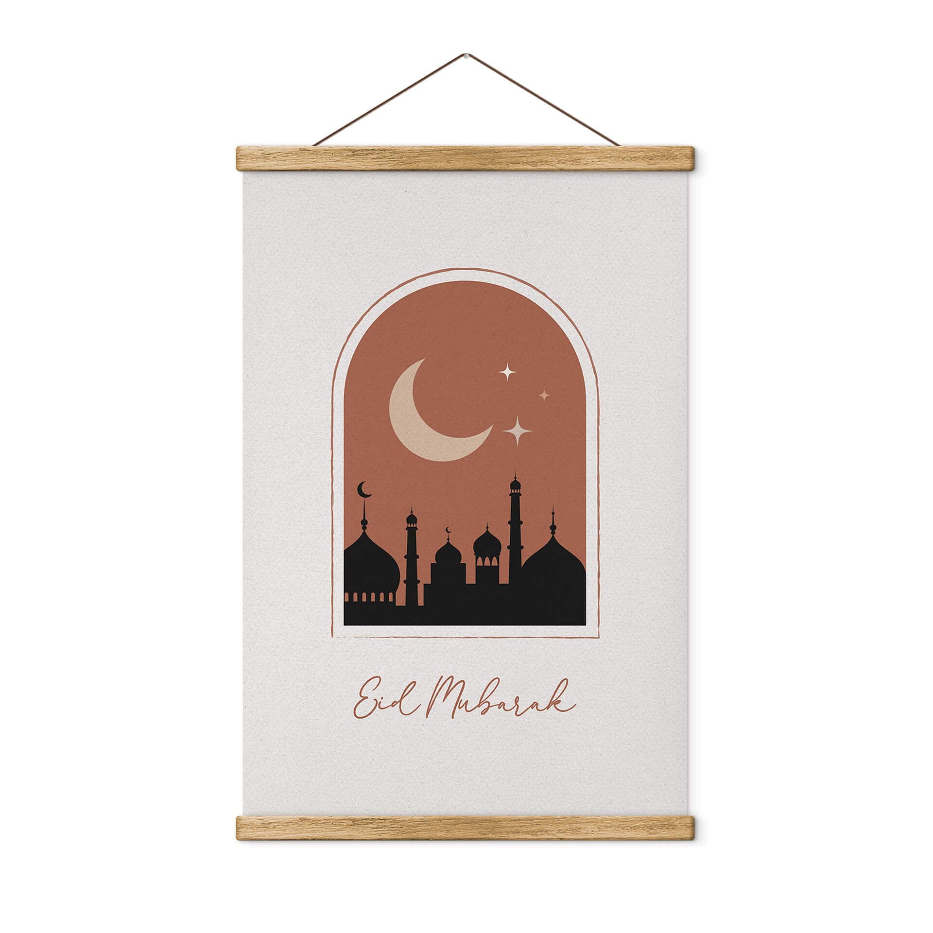 Obraz tkaniny Eid Mubarak w nocy