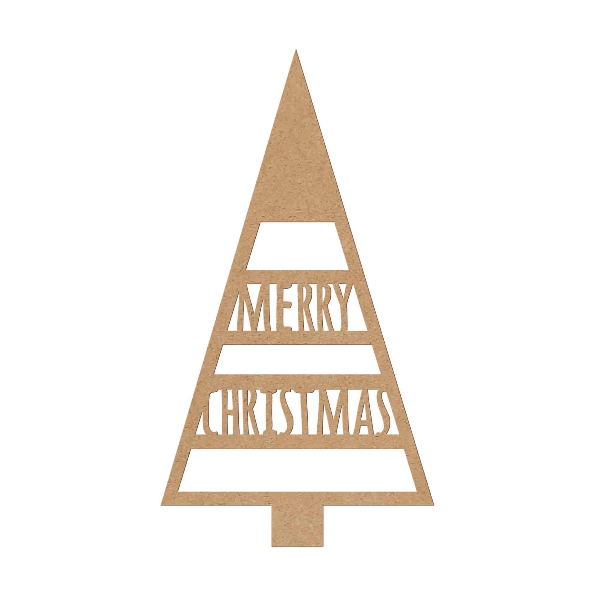 Dekoracja drewniana świąteczna - choinka Wesołych Świąt - MDF natura