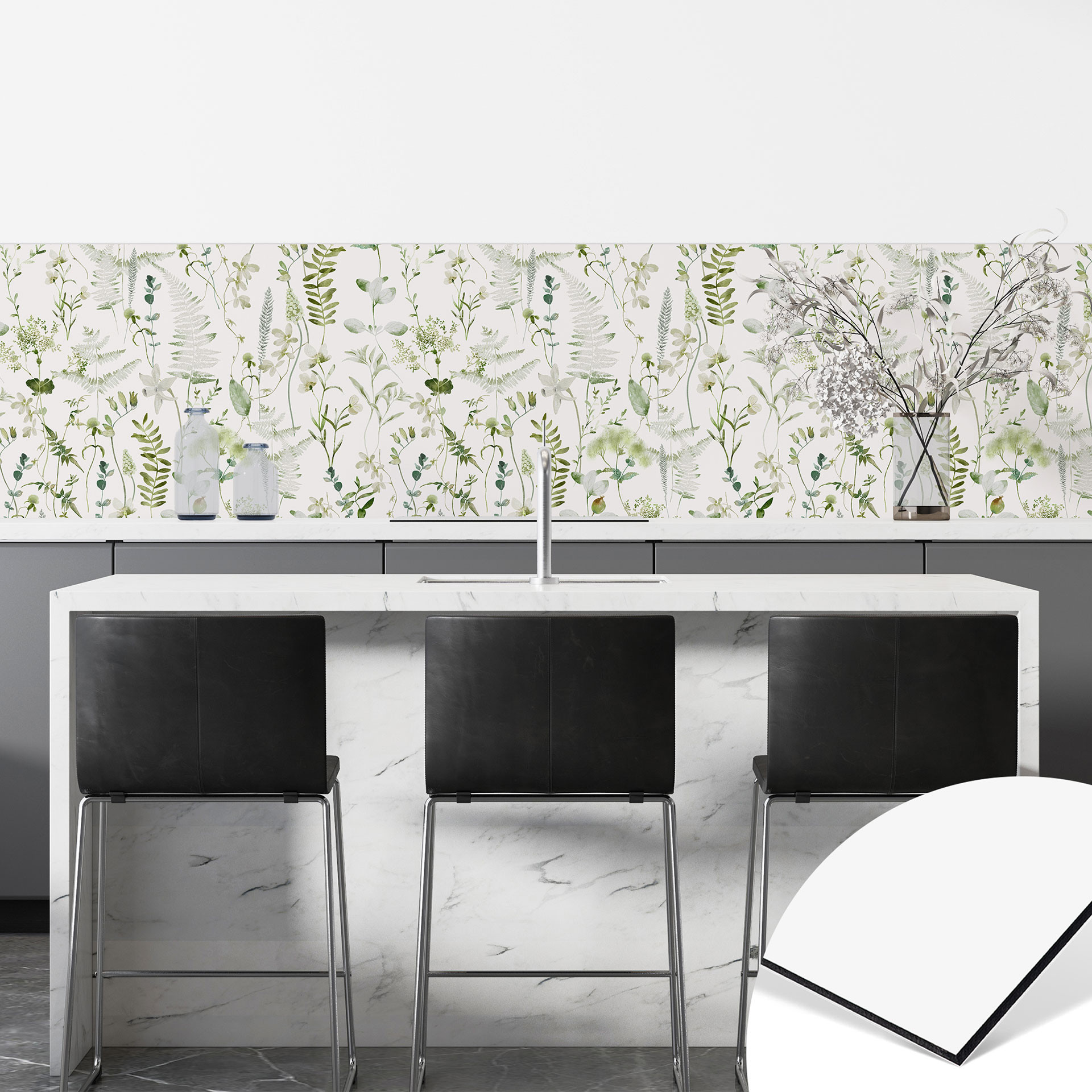 Crédence de Cuisine Herbes et fleurs sauvages - UN Designs
