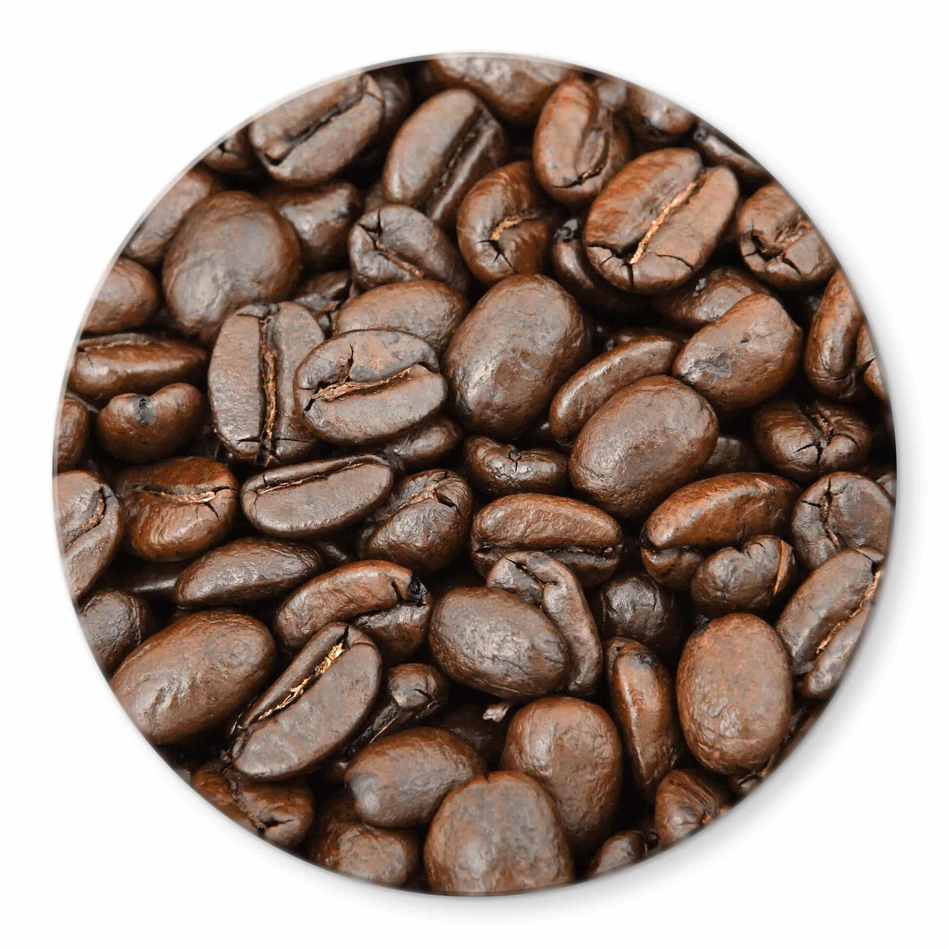 Glasschilderij Rond Koffiebonen