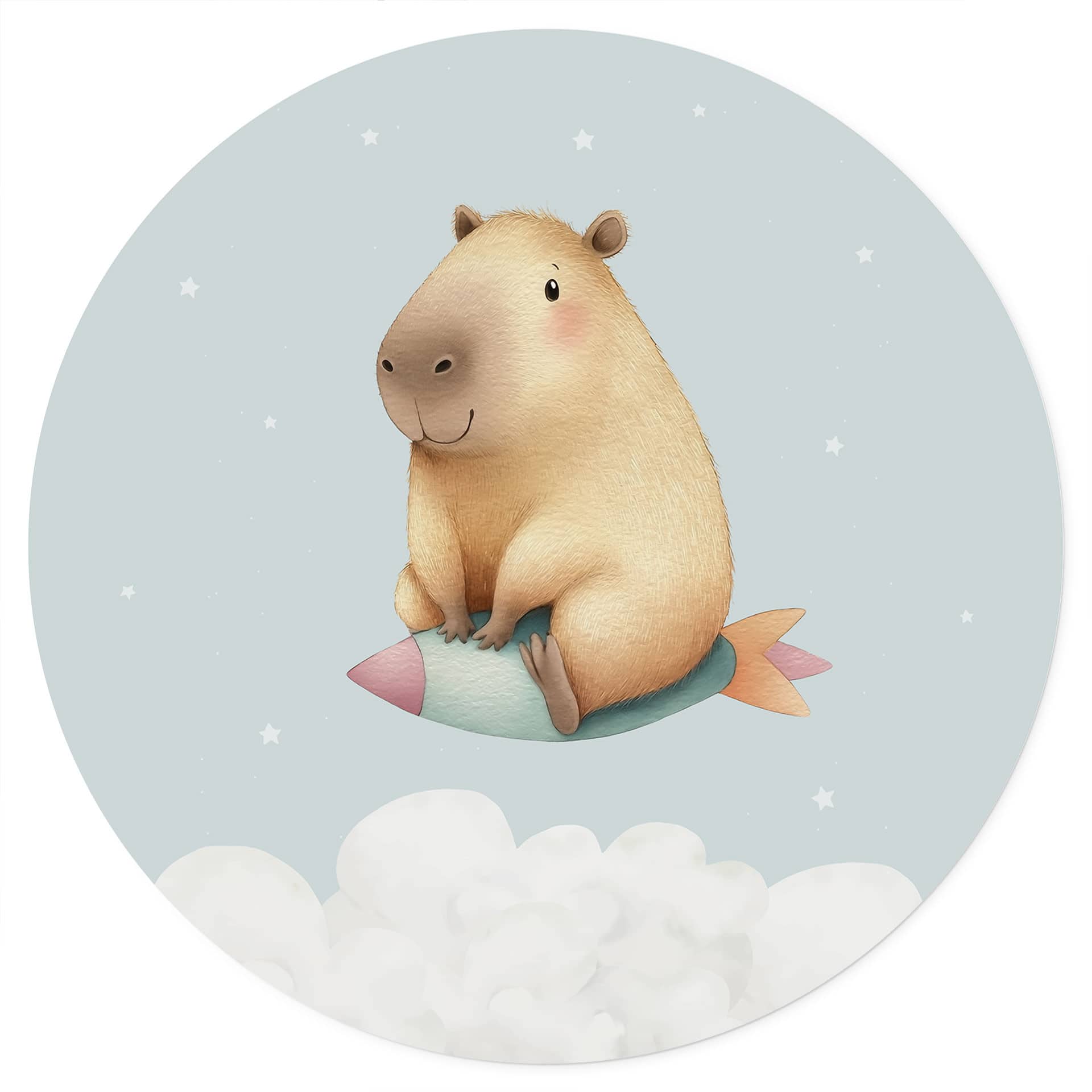 Kinderzimmer Wandtattoo Capybara im All - Sternentraum - Rund