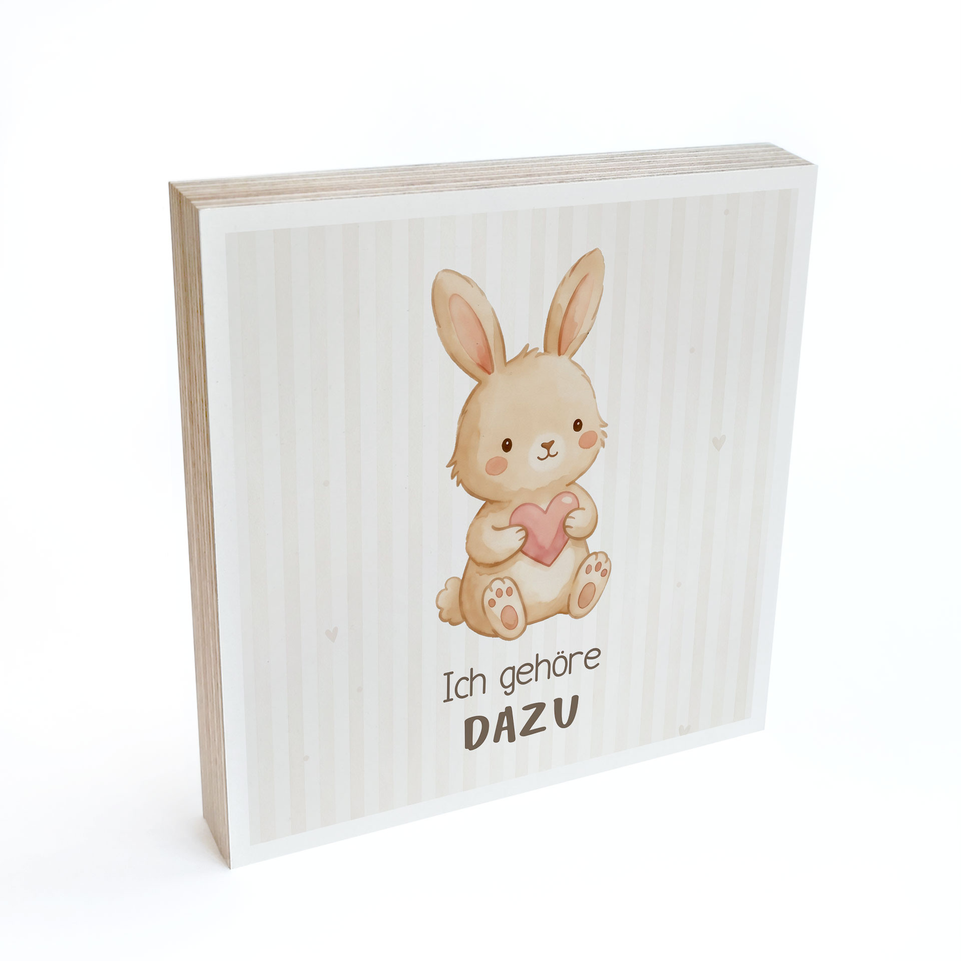 Holzbild zum Hinstellen - Hase mit Mutmachspruch 'Ich gehöre dazu'