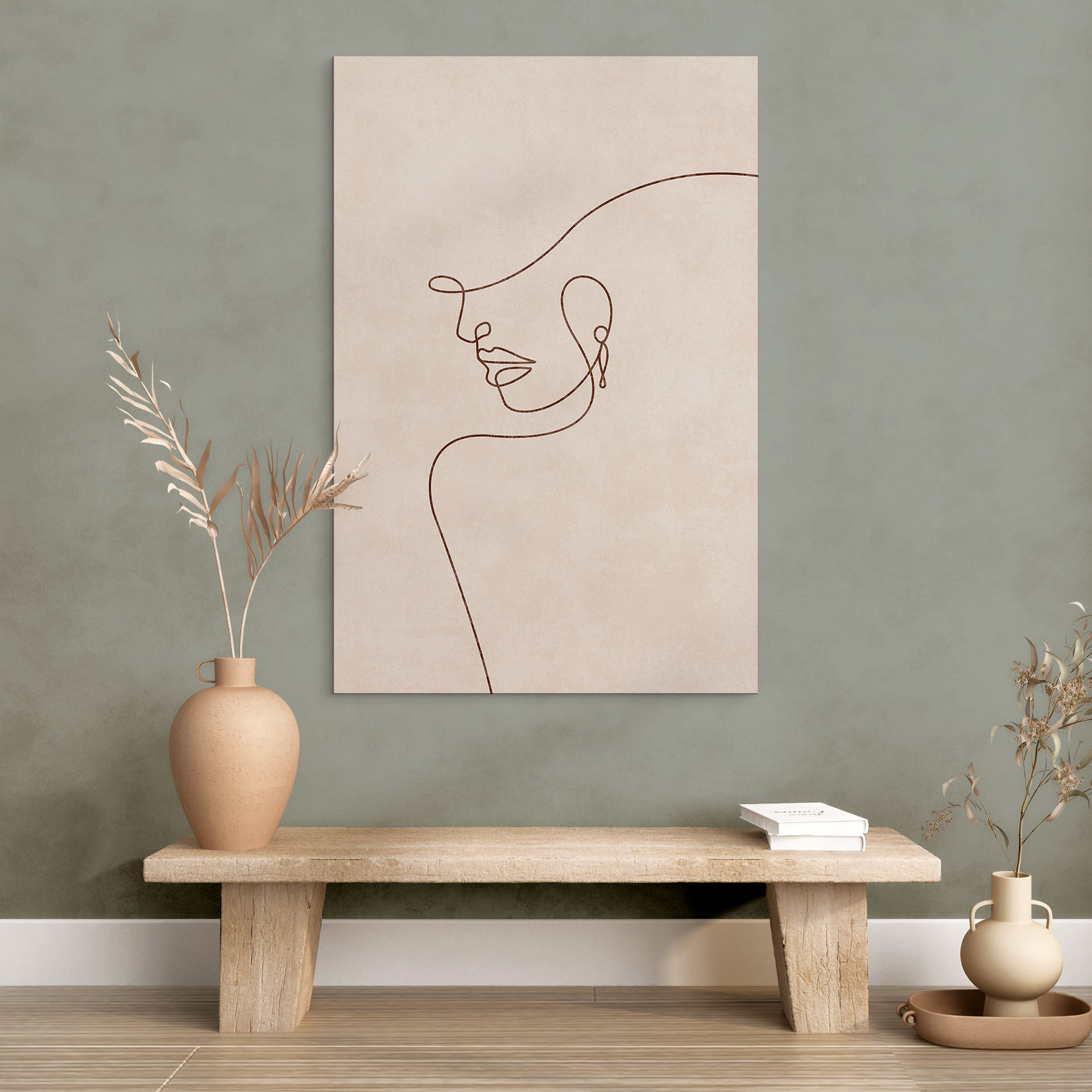 Billede Delikate konturer af en kvinde - Line Art - Tunaboylu – print på aluminium (Alu-Dibond)