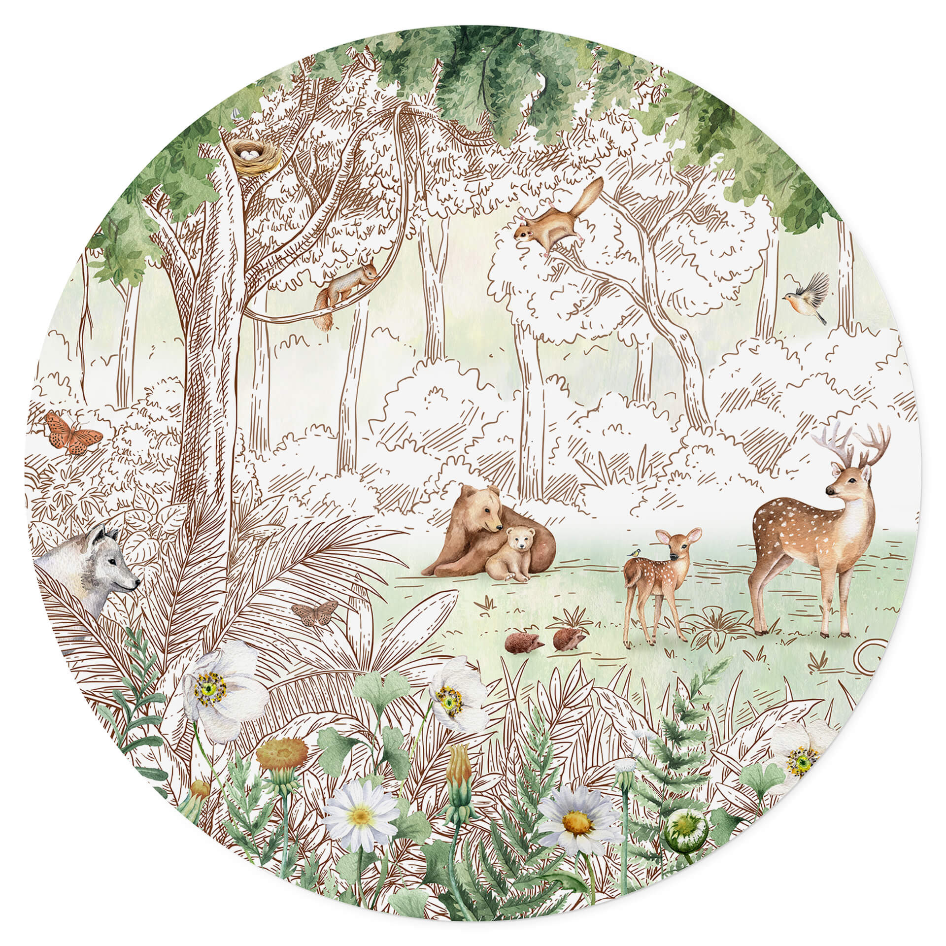 Wandtattoo Kikki Belle - Waldfreunde Frühling - Rund