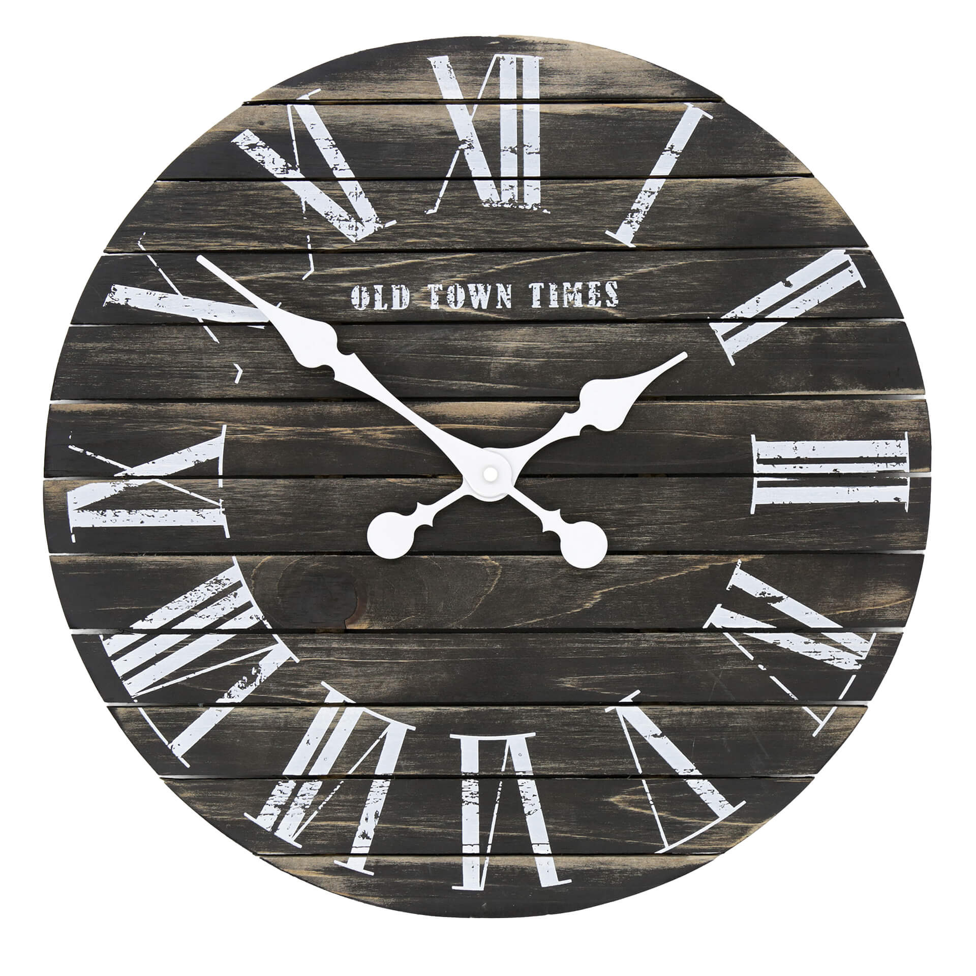 Wanduhr Holzbretter schwarz - Rund Ø45 cm