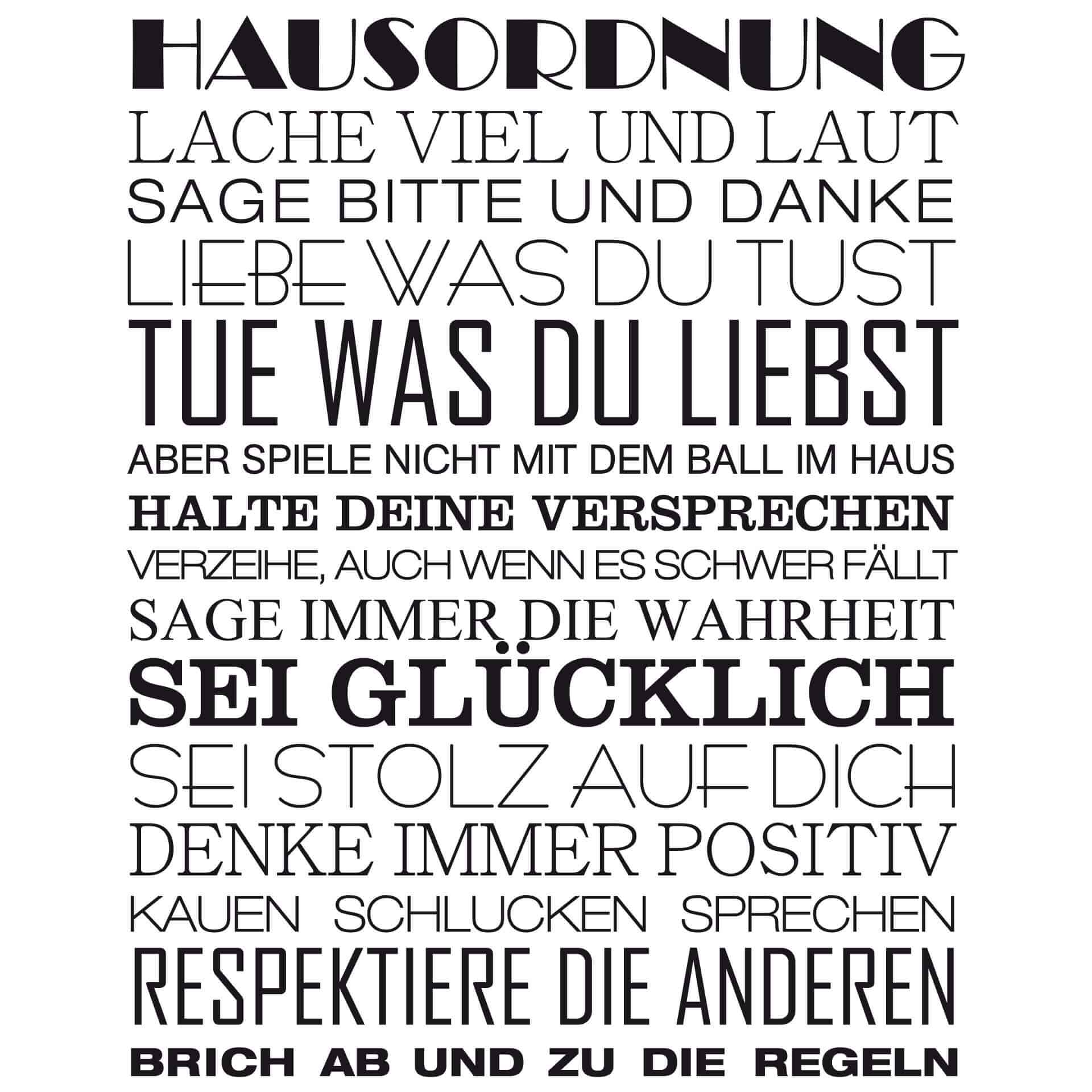 Wandtattoo Hausordnung