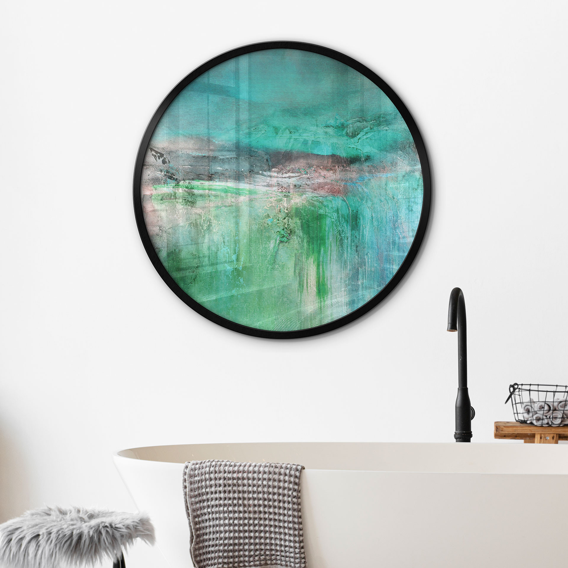 Poster Paysage imaginaire vert - Schmucker - Rond