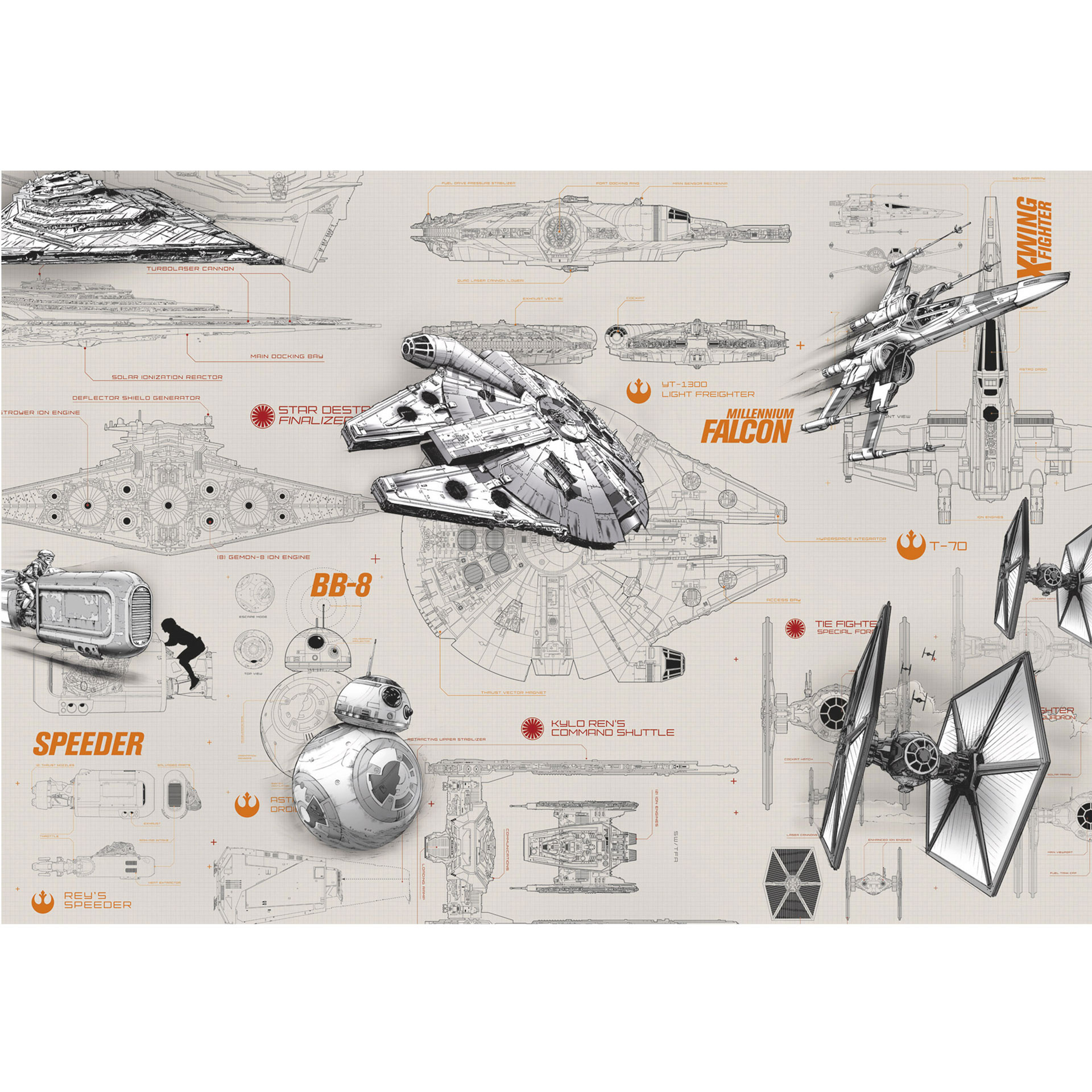 Fotobehang Papierbehang Star Wars Blueprints