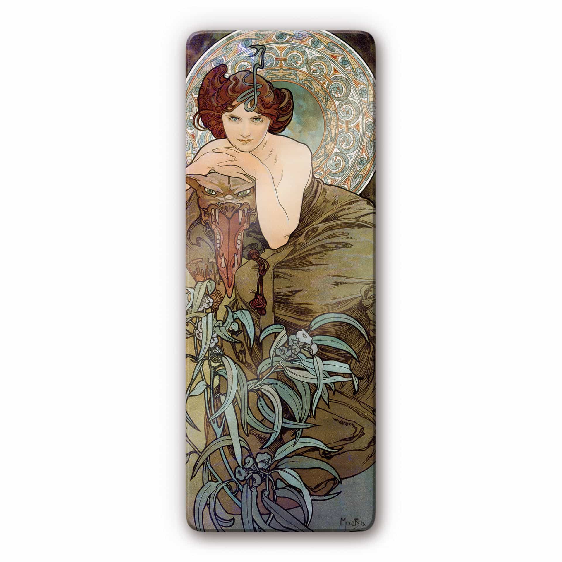 Tableau en verre - Mucha - Les Pierres Précieuses- Émeraude