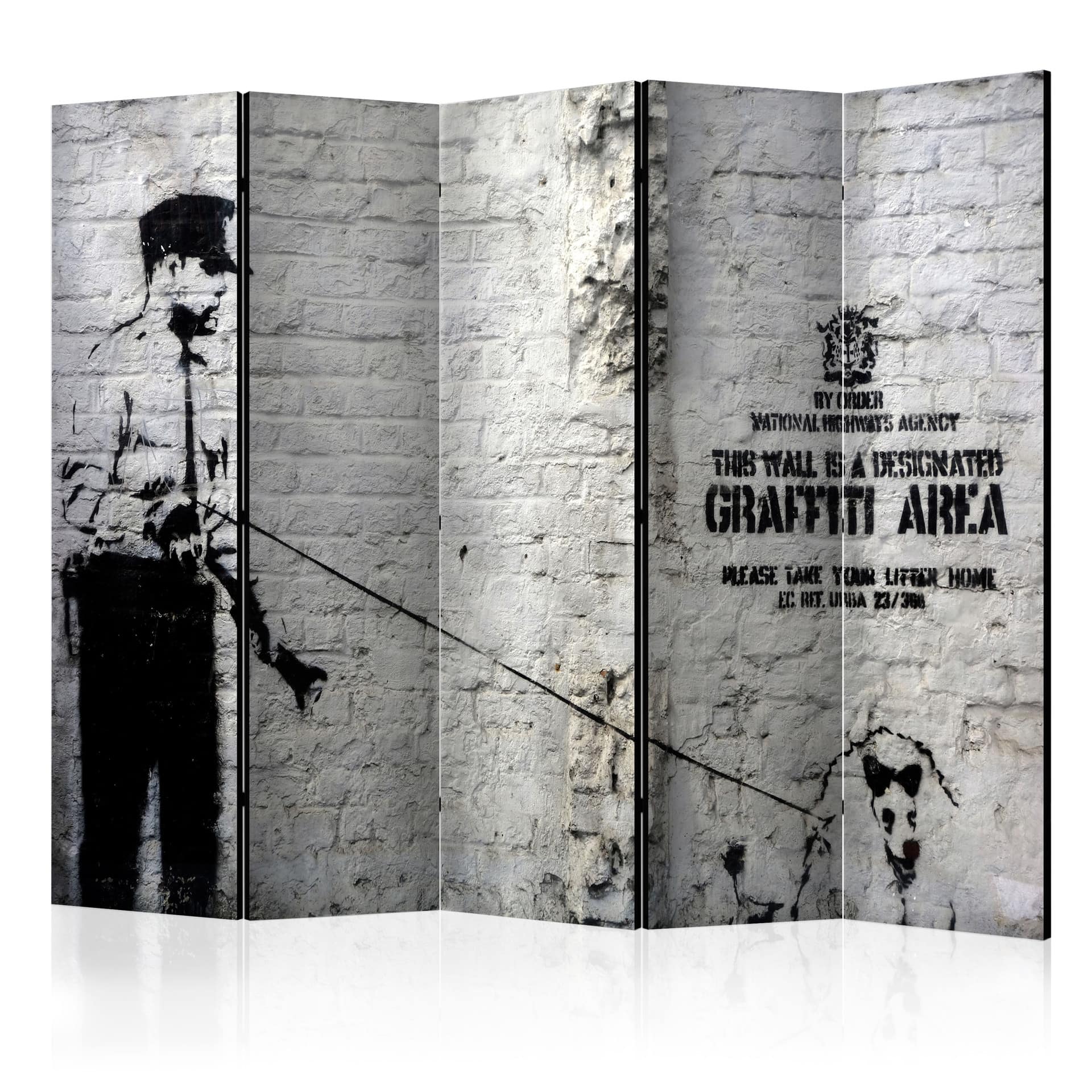 Skærm til rumdeling - Graffiti zone, 5-delt - 225x172 cm